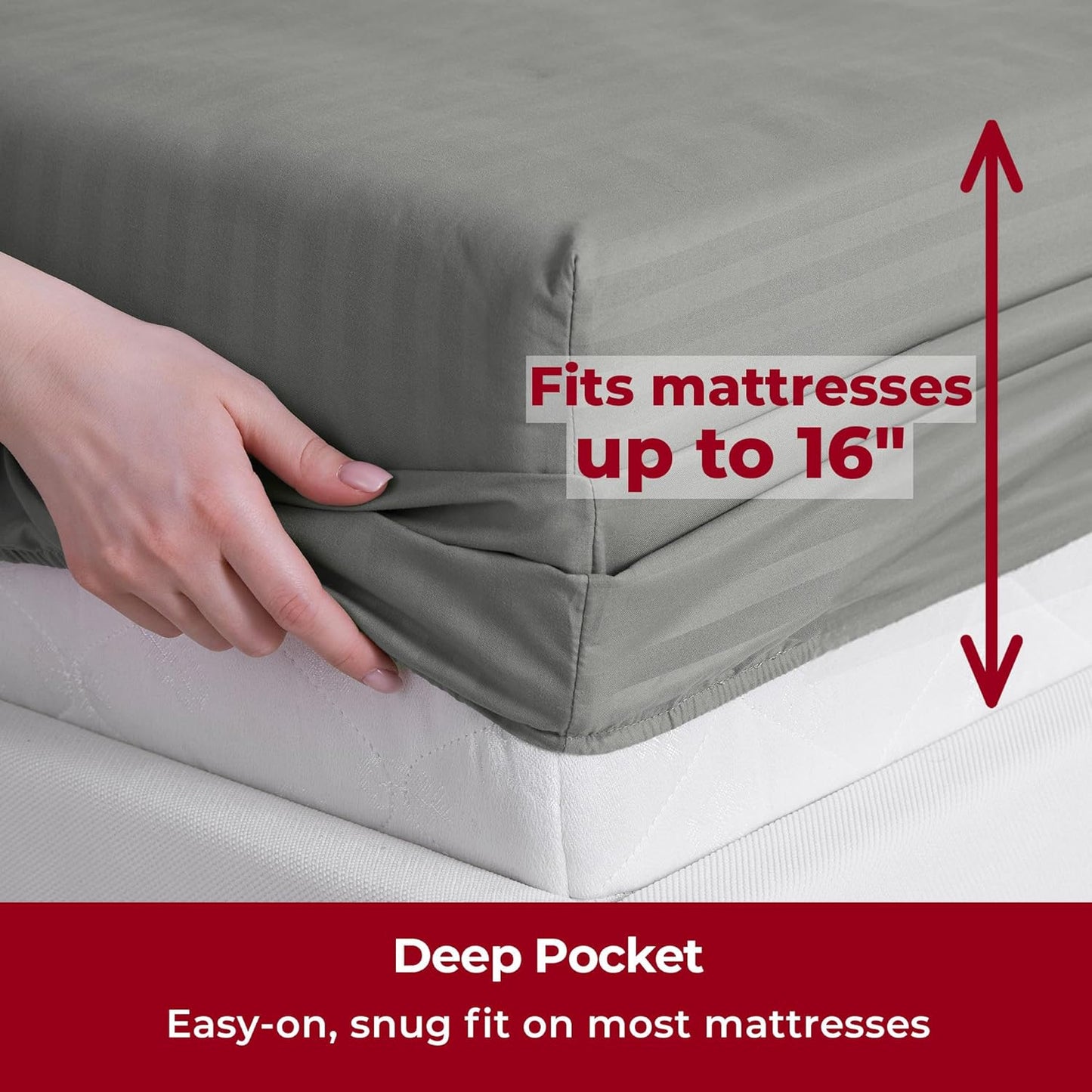 Mellanni Twin XL Sheets Set - 3 PC Iconic Collection Bedding - Hotel Luxury, Extra Soft, Cooling Bed Sheets - Wrinkle, Fade, Stain Resistant (Twin Extra Long, Striped Gray/Silver)