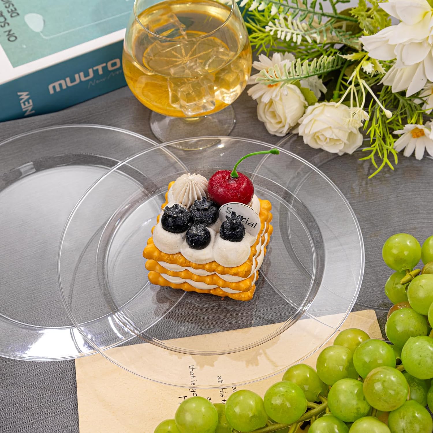 FLOWERCAT 60PCS Clear Plastic Plates - Disposable Clear Plates Heavy Duty for Party/Wedding/New Year - Include 30PCS 10.25inch Dinner Plates and 30PCS 7.5inch Dessert/Salad Plates - Culinary Roots