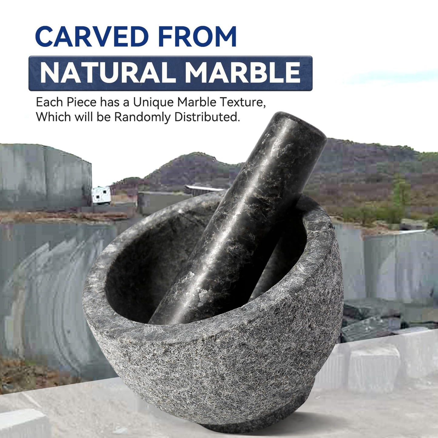 African Natural Granite Mortar and Pestle Set
