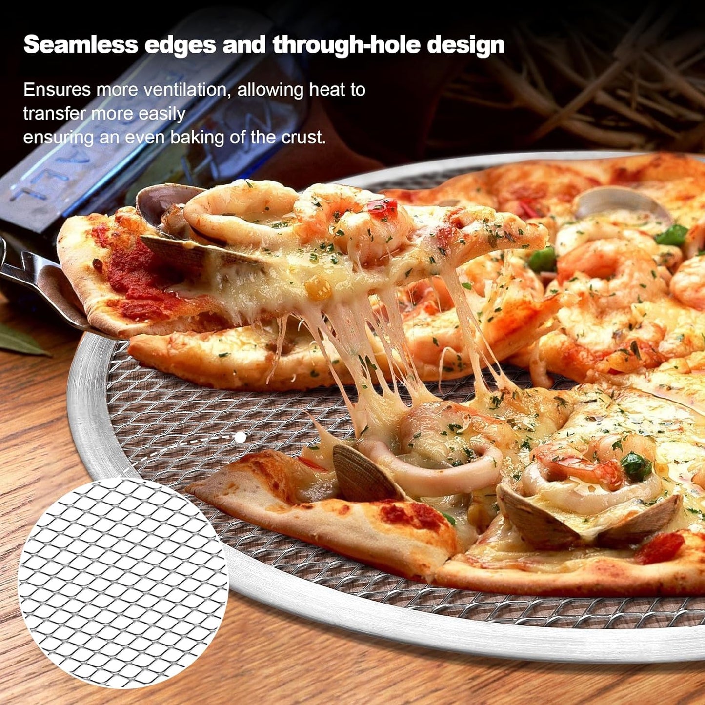 3 Pcs Pizza Screen, 10 Inch Pizza Pan for Oven, Nonstick Pizza Tray for Oven, Dishwasher Safe & Microwave Safe (10inch) - Culinary Roots