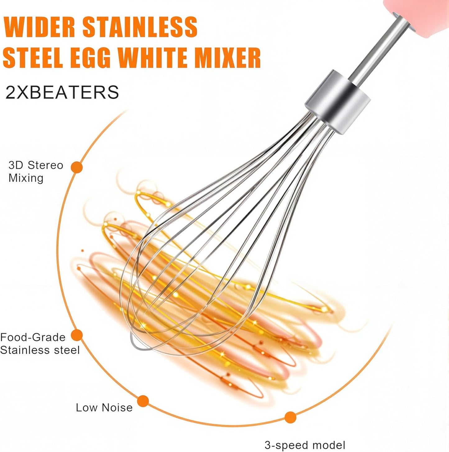 Electric Egg Beater Whisk, USB Charging Mixer, Three-Speed Adjustment, Suitable for Whisking Eggs, Cream, Sauce, Jam Supplements and More, Pink - Culinary Roots