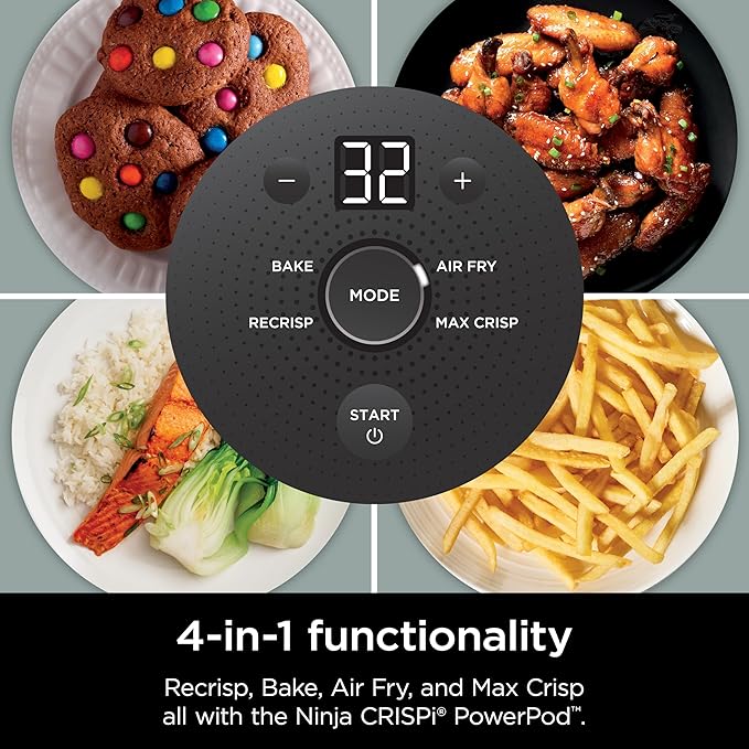 Ninja Crispi 4-in-1 Glass Air Fryer | 450°F | Non-Toxic | 4QT & 6-Cup Glass Containers w/Lids | Microwave, Freezer, Dishwasher Safe | Max Crisp, Air Fry, Bake, Recrisp | Green | FN101SG