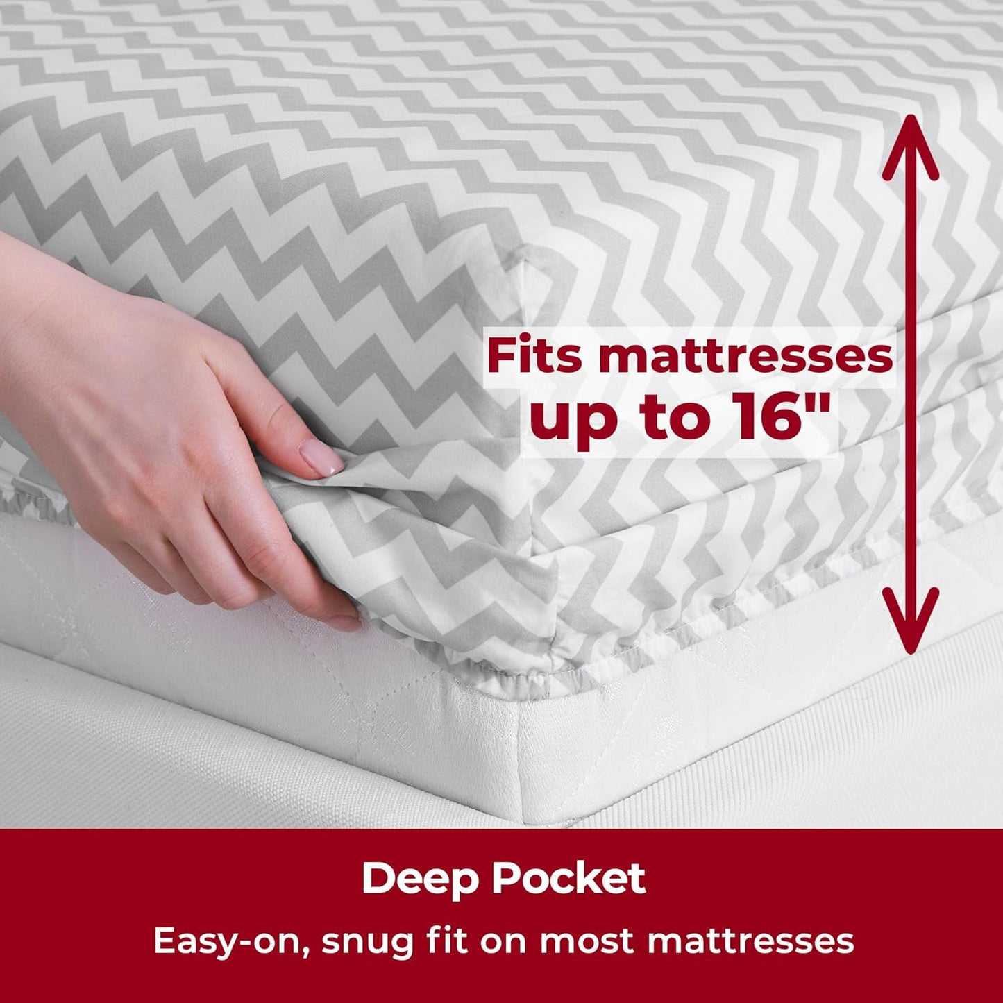 Mellanni Twin Sheets Set - 3 PC Iconic Collection Bedding - Hotel Luxury, Extra Soft, Cooling Bed Sheets - Wrinkle, Fade, Stain Resistant (Twin, Chevron Gray)