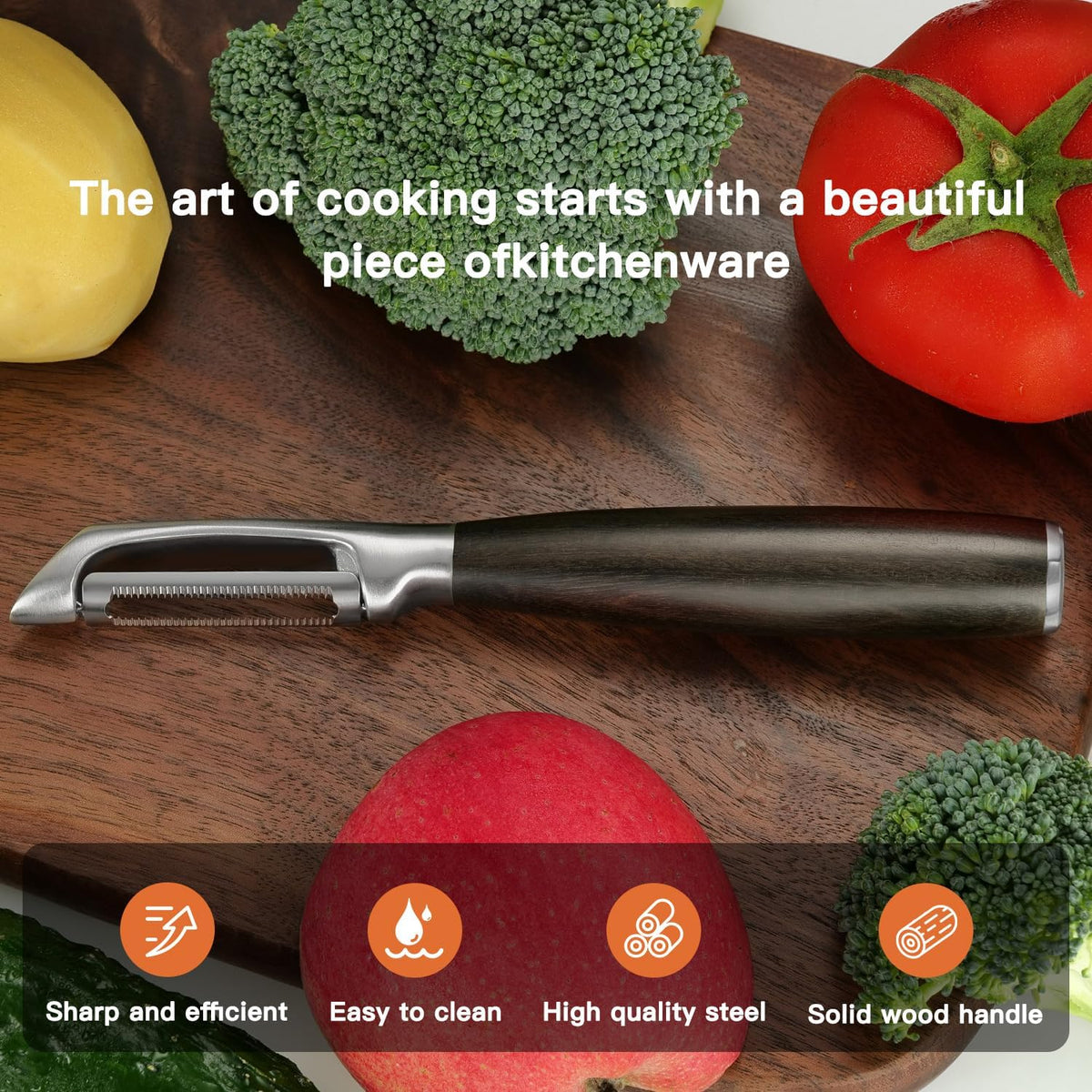 Serrated Blade Premium I Type 304 Stainless Steel Multifunctional Kitchen Peeler Real Wood Handle Ultra Sharp Blade Vegetable Potato Apple（Agarwood） - Culinary Roots