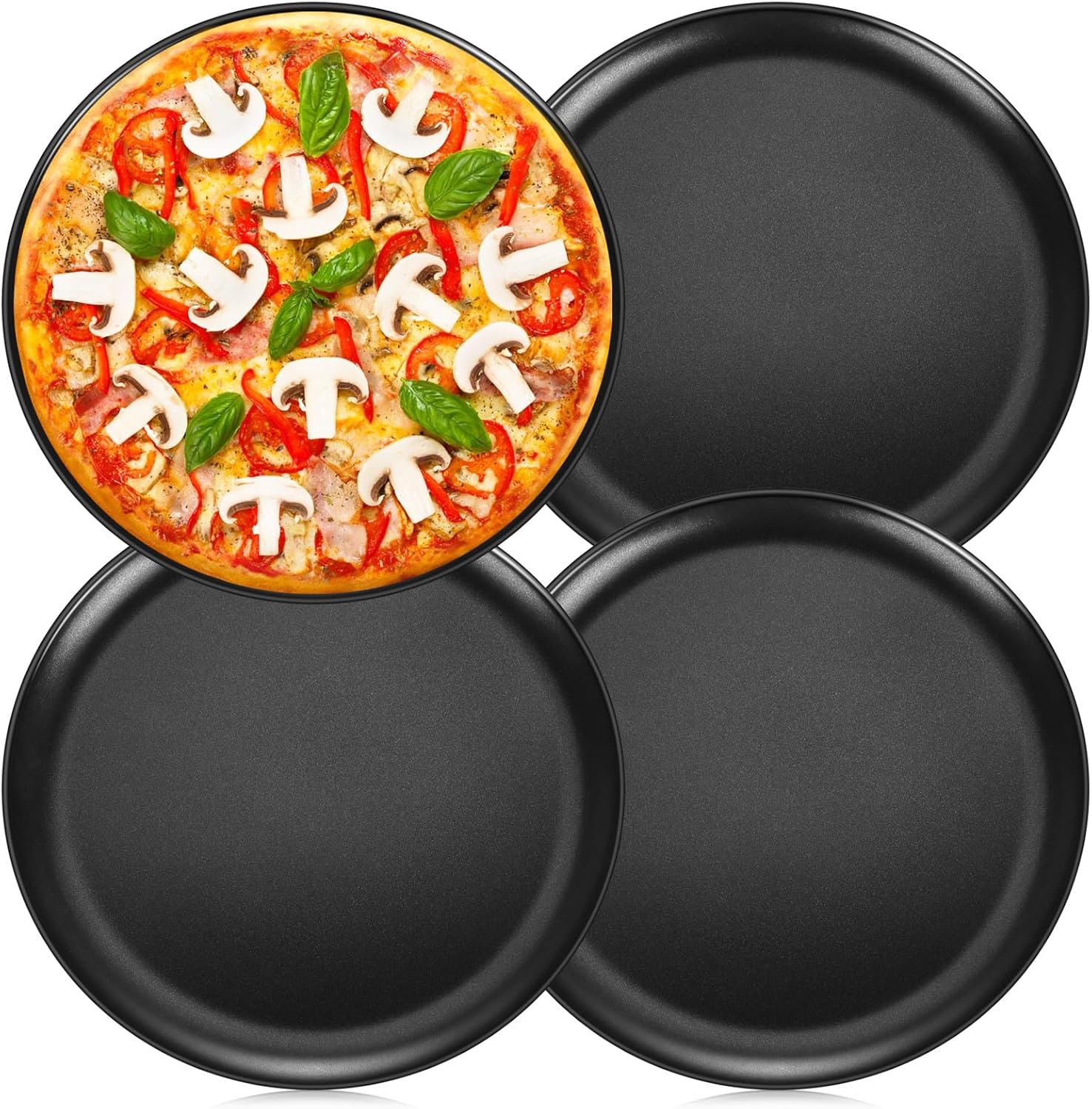 TeamFar Pizza Pan, 12Inch Pizza Tray Round Baking Pans with Stainless Steel Core & Non-stick Coating, for Roasting Cooking, Toxic Free – Set of 4 - Culinary Roots