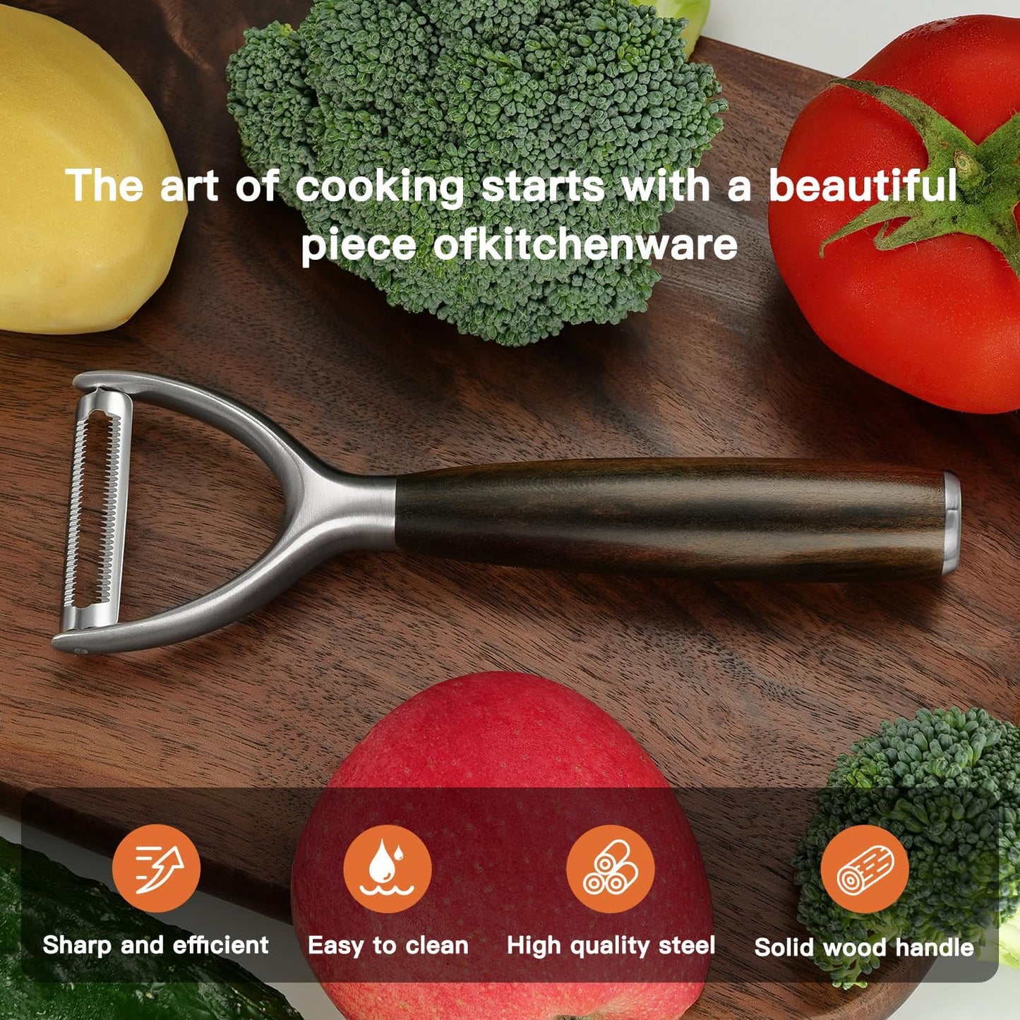 Serrated Blade Premium Y Type 304 Stainless Steel Multifunctional Kitchen Peeler Real Wood Handle Ultra Sharp Blade Vegetable Potato Apple（Agarwood） - Culinary Roots