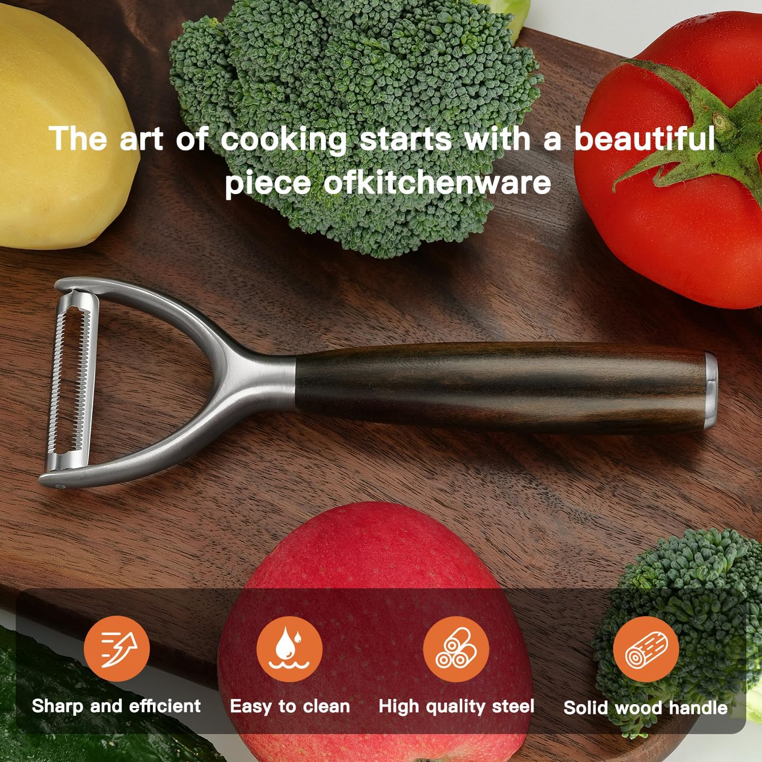 Serrated Blade Premium Y Type 304 Stainless Steel Multifunctional Kitchen Peeler Real Wood Handle Ultra Sharp Blade Vegetable Potato Apple（Agarwood） - Culinary Roots