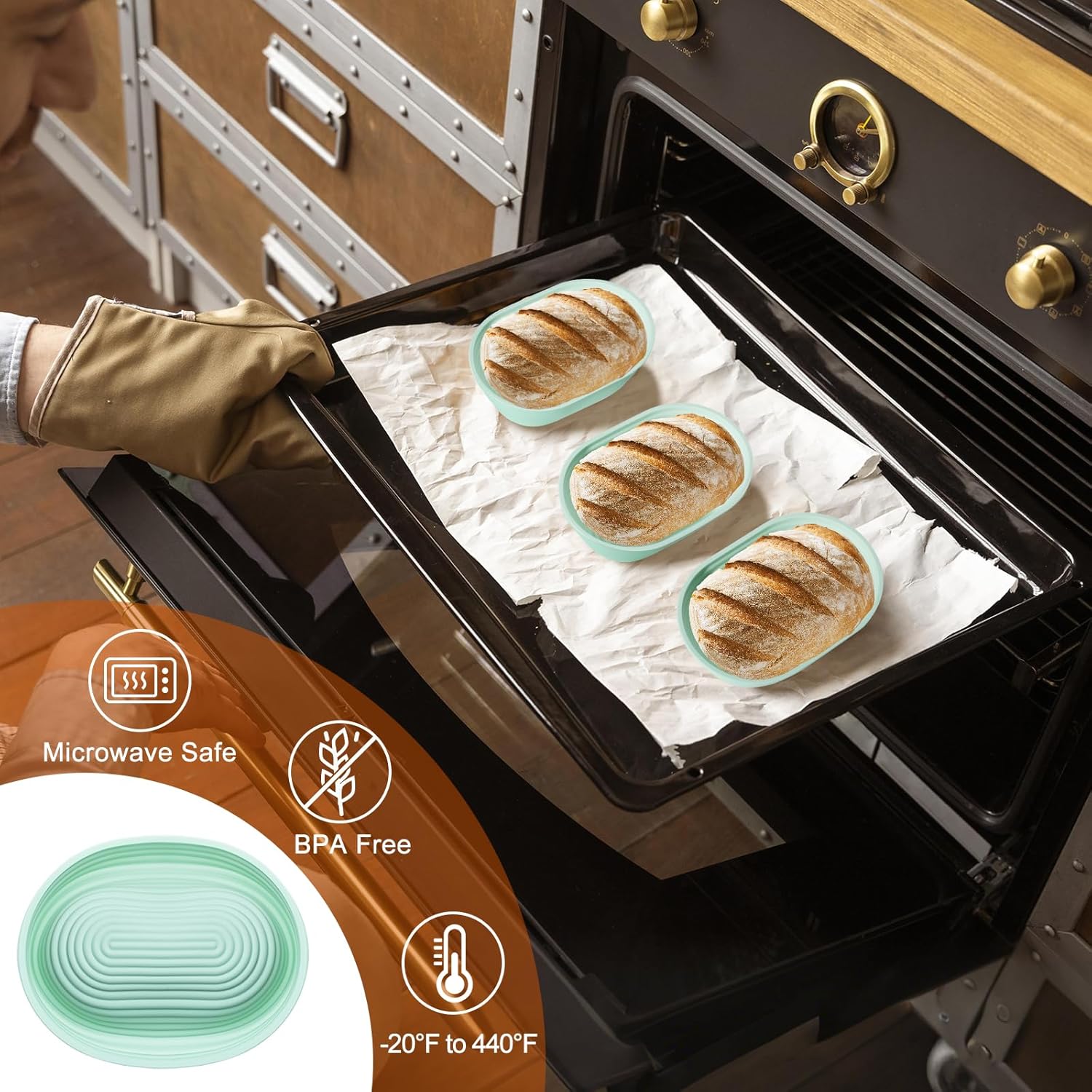 Silicone Banneton, Sourdough Bread Baskets (Set of 6, 6.5 Inch), Oval Proofing Bread Bowls with Starter Kit, Bread Making Baking Supplies - Culinary Roots