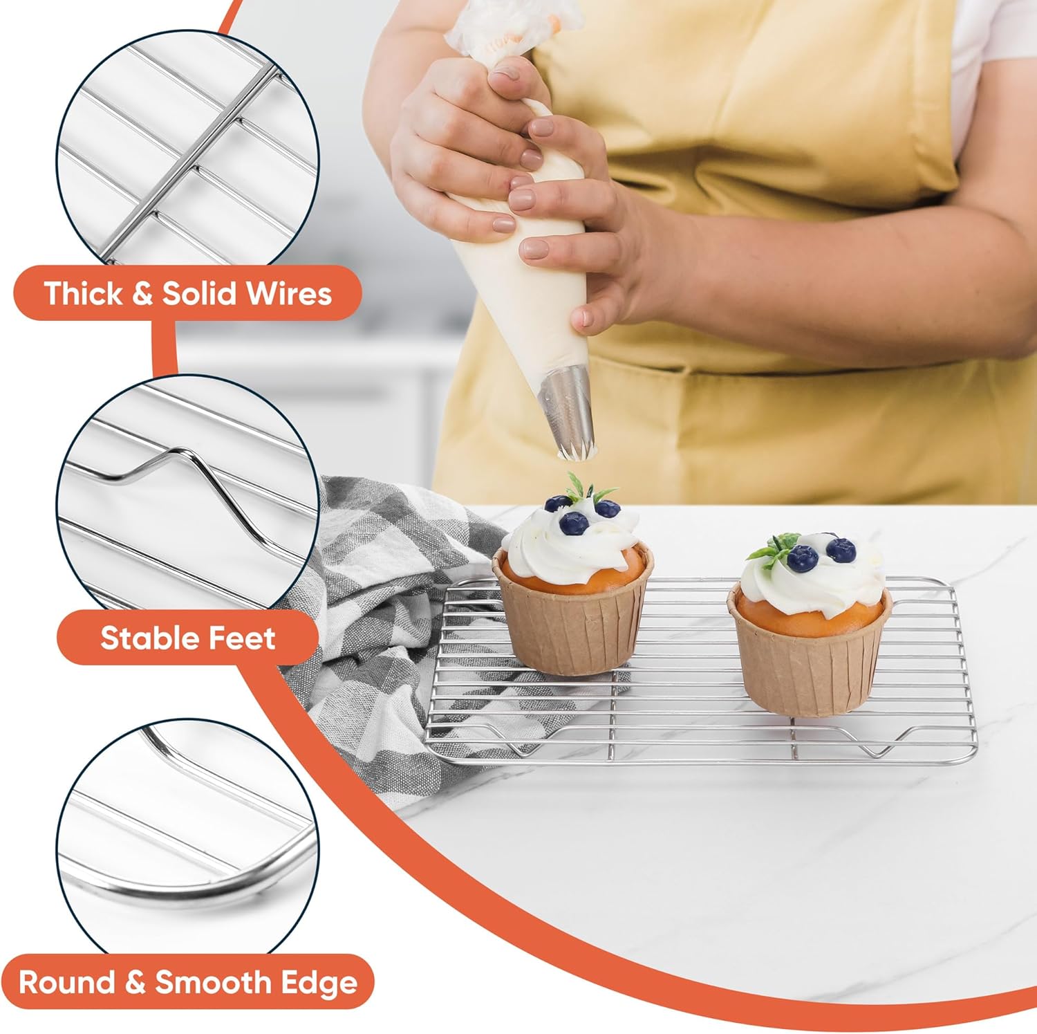 2 Pack Cooling Rack for Baking, Homikit 8.7 * 6.3 Inch Small Stainless Steel Metal Roasting Grilling Cooking Racks, Fits Small Toaster Oven, Dishwasher Safe, Heavy duty & Rust Resistant - Culinary Roots