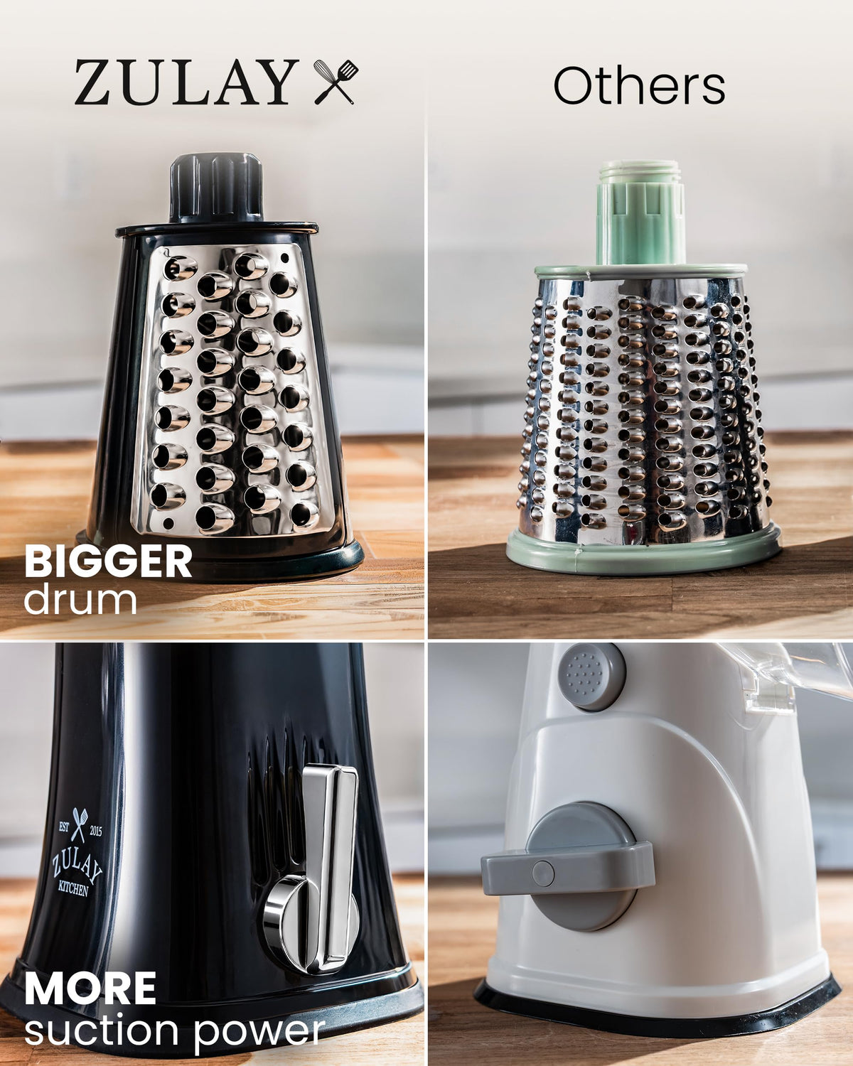 Rotary Cheese Grater Manual Hand Crank 5 Blade Shredder