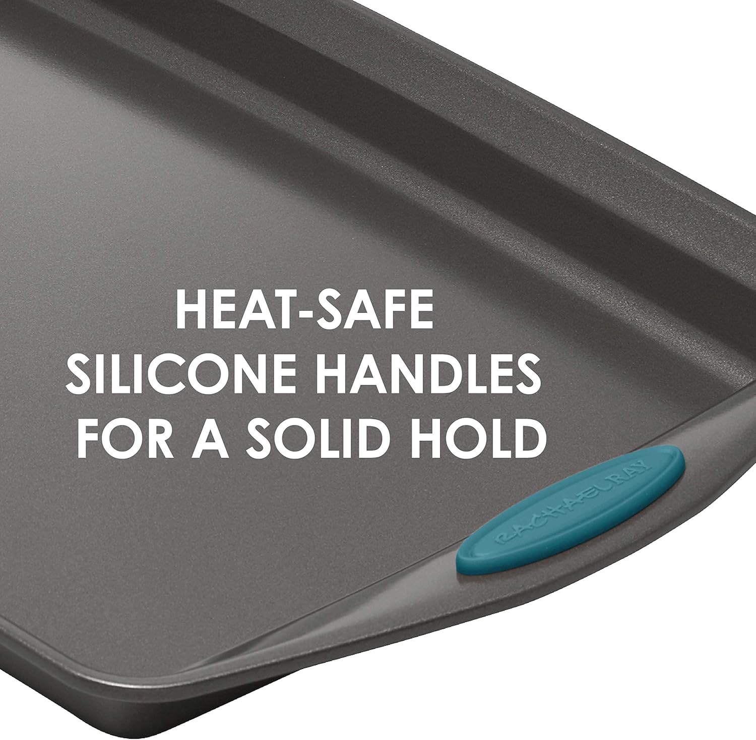 Rachael Ray Bakeware Nonstick Cookie Pan Set, 3-Piece, Gray with Marine Blue Grips - Culinary Roots
