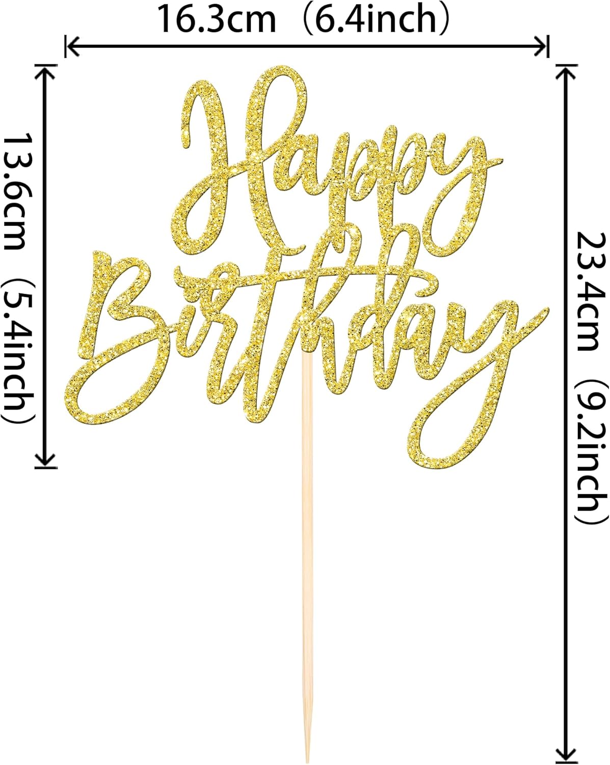 ZHUOWEISM 1 PCS Gold Happy Birthday & Anniversary Cake Topper