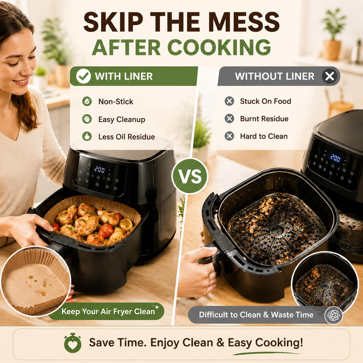 9 Inch Air Fryer Liners Disposable
