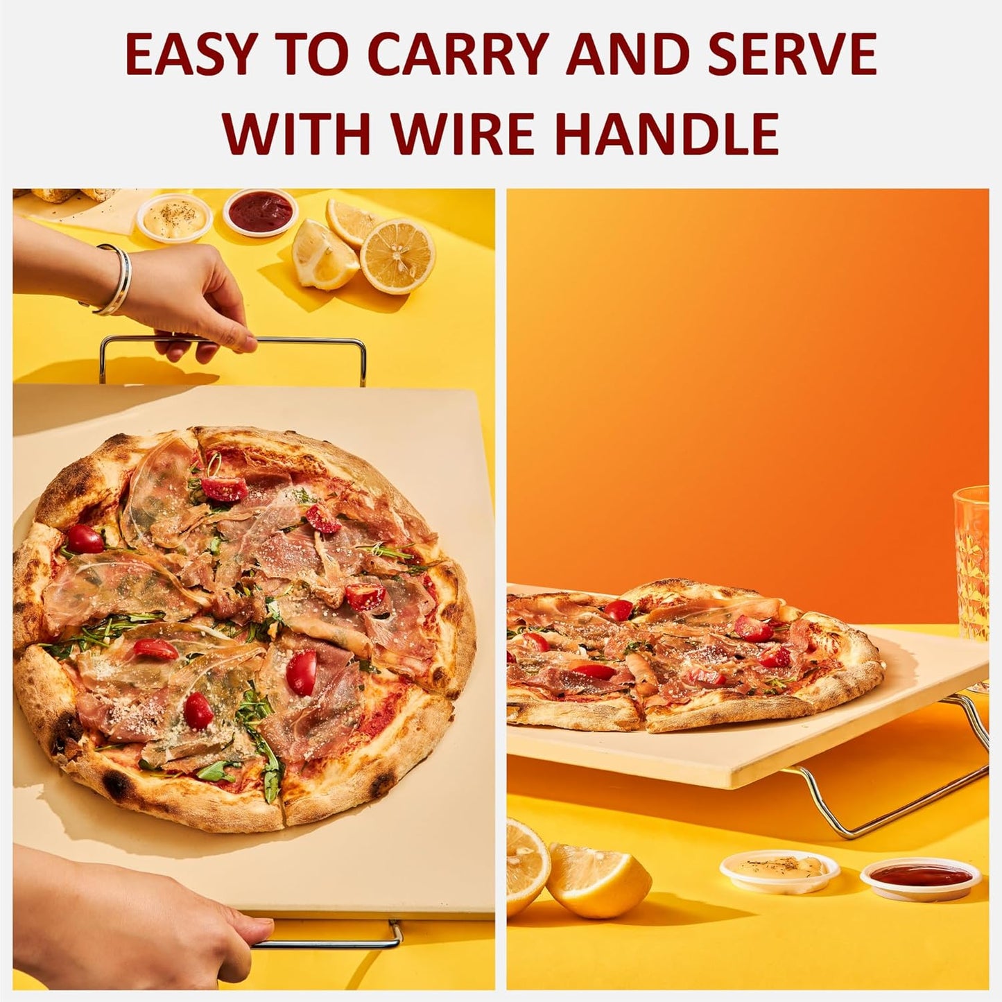 18 Inch Pizza Stone, 16x18 inch Stone for oven and grill - Durable Ceramic Pizza Stone, Heat Resistant up to 1,472°F, Perfect for Homemade Pizza, Bread and More - Culinary Roots