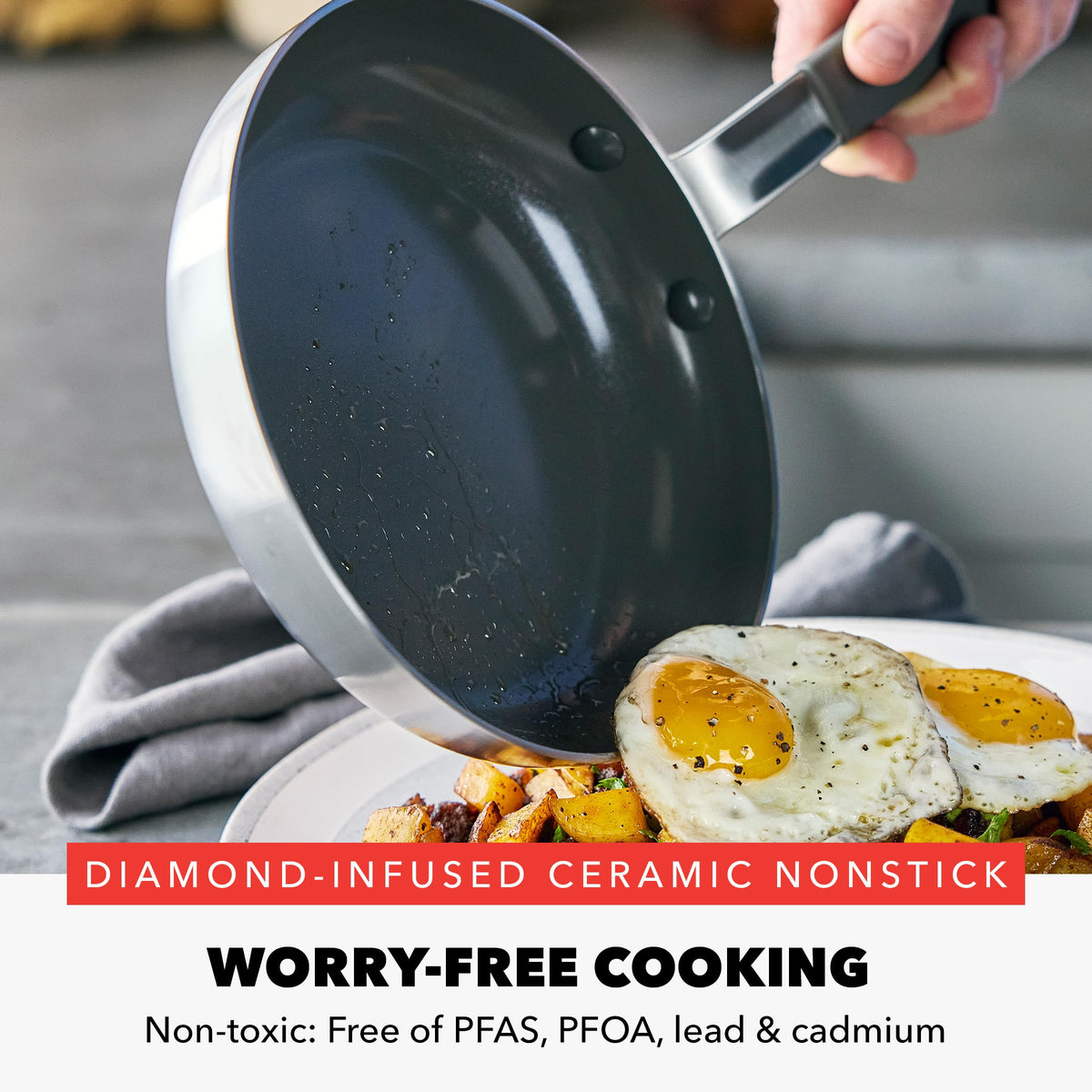 x Bobby Flay Stainless Steel 12” Frying Pan Skillet & Glass Lid
