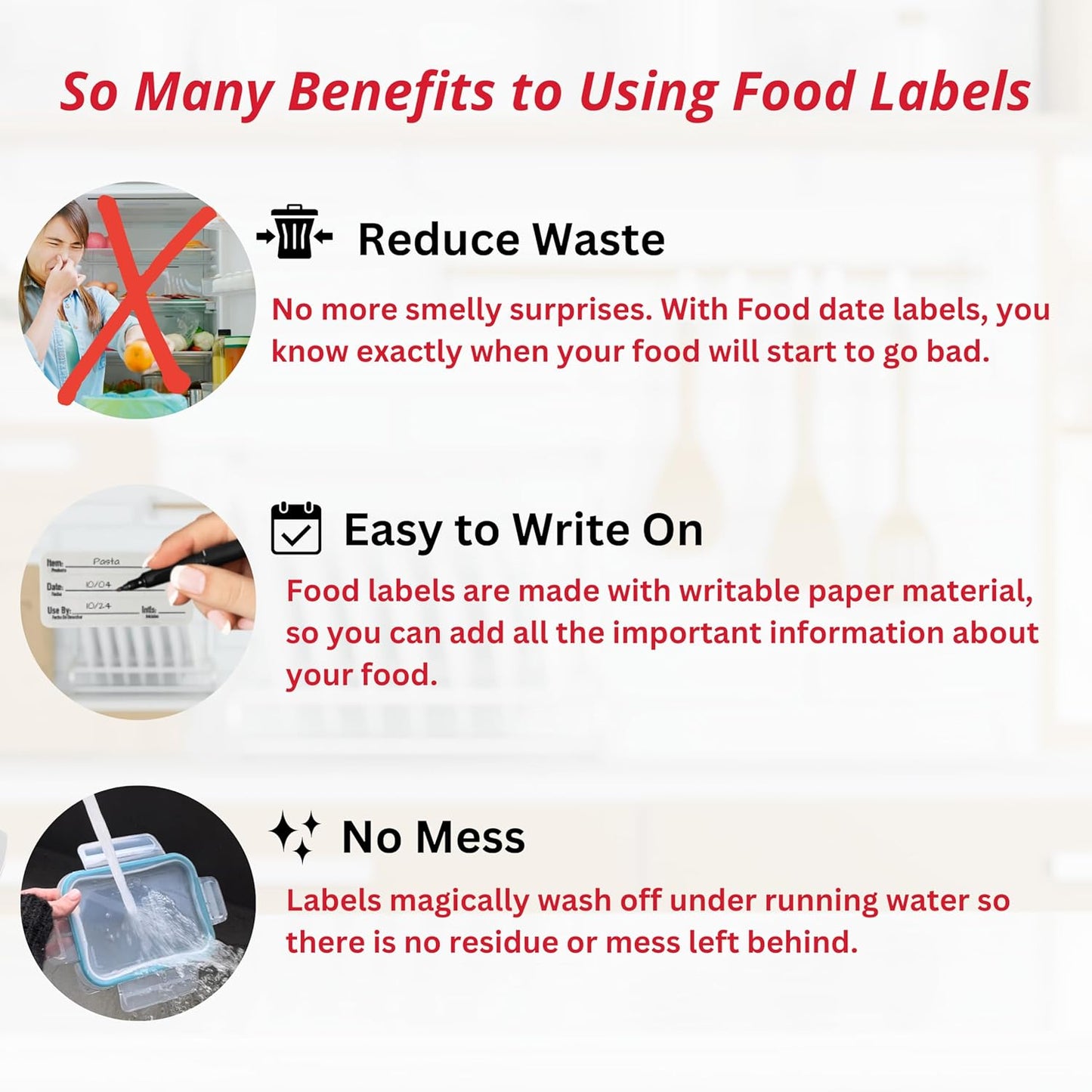 2x1 Dissolvable Food Labels, 500 Label Stickers, Bottle Labels for Storage Bins, Sticker Labels for Food containers, (500, Green)