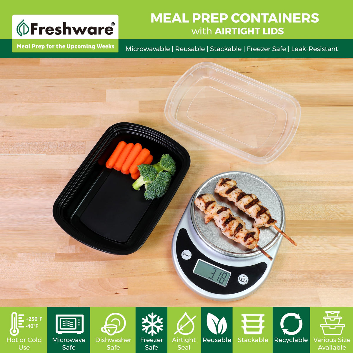 Meal Prep Containers [45 Pack] 1 Compartment with Lids (45 Count)
