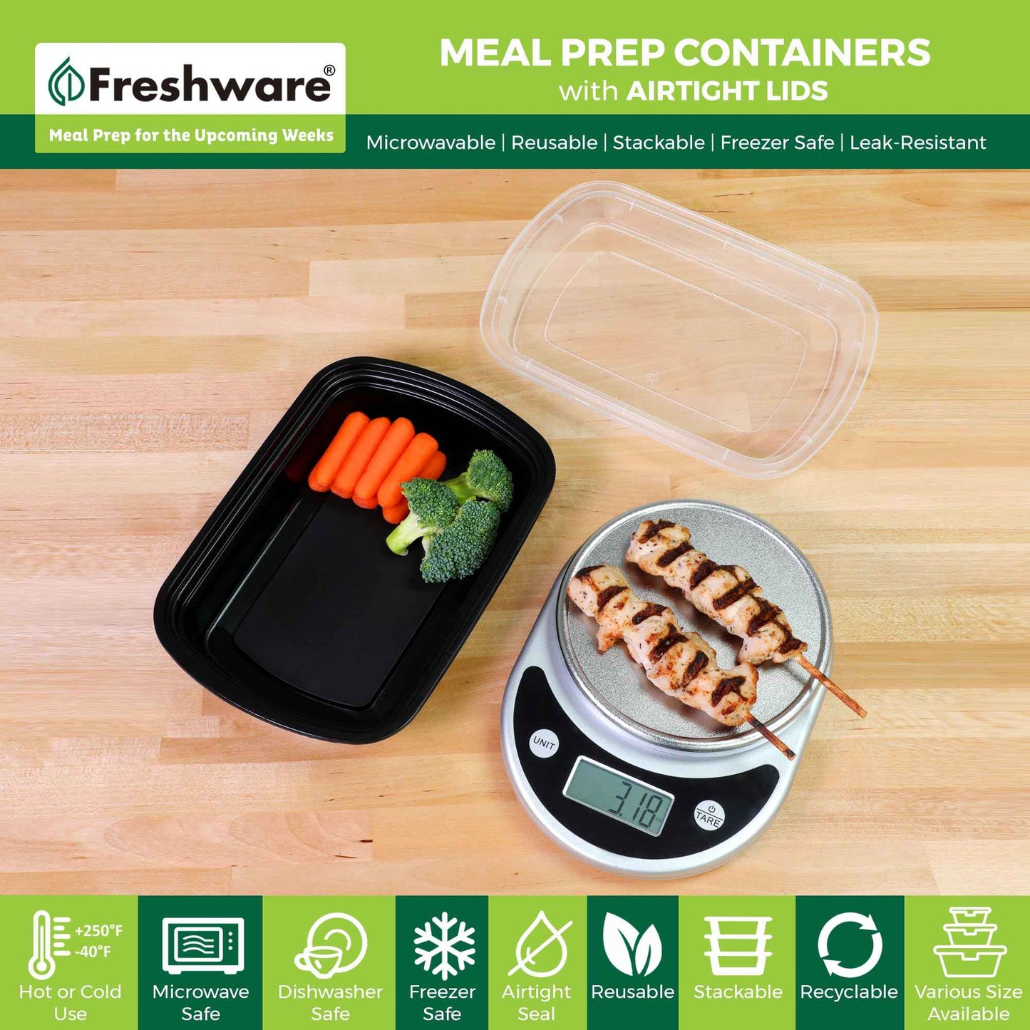 Meal Prep Containers [150 Pack] 1 Compartment Food Containers with Lids (150 Count)