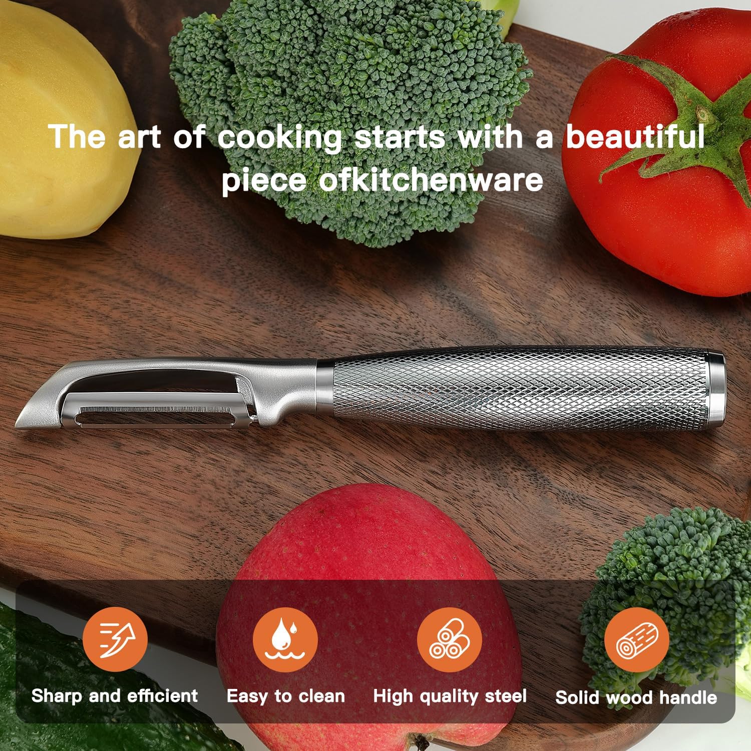 I-Type Vegetable Peeler, Silver Chrome Finish, 304 Stainless Steel Blade, Ultra Sharp Potato Peeler for Apples, Carrots, Heavy Duty Kitchen Peeler - Culinary Roots