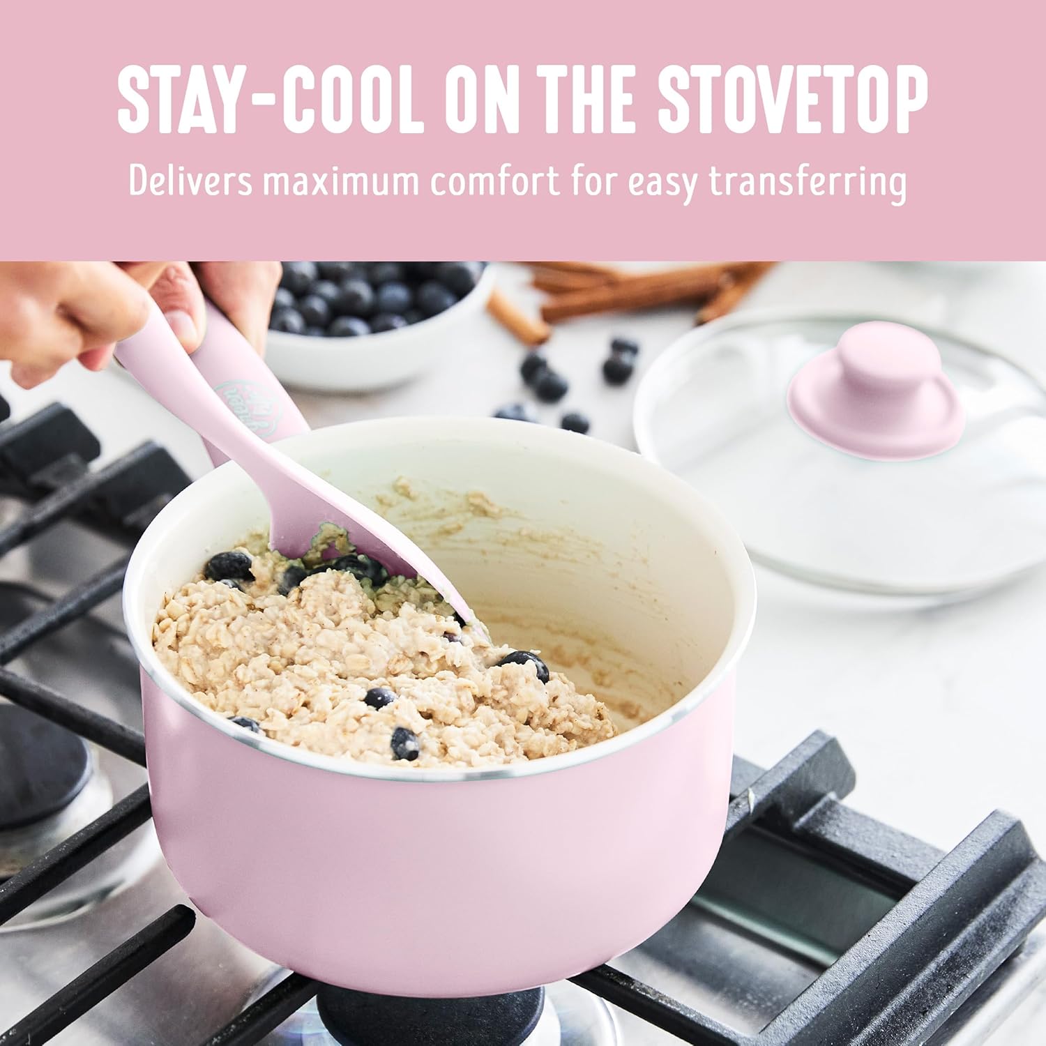 GreenLife 2 Quart Ceramic Nonstick Saucepan with Lid, PFAS-Free, Stay-Cool Handle, Multipurpose Kitchen Cooking Pot, Dishwasher & Oven Safe, Pink - Culinary Roots