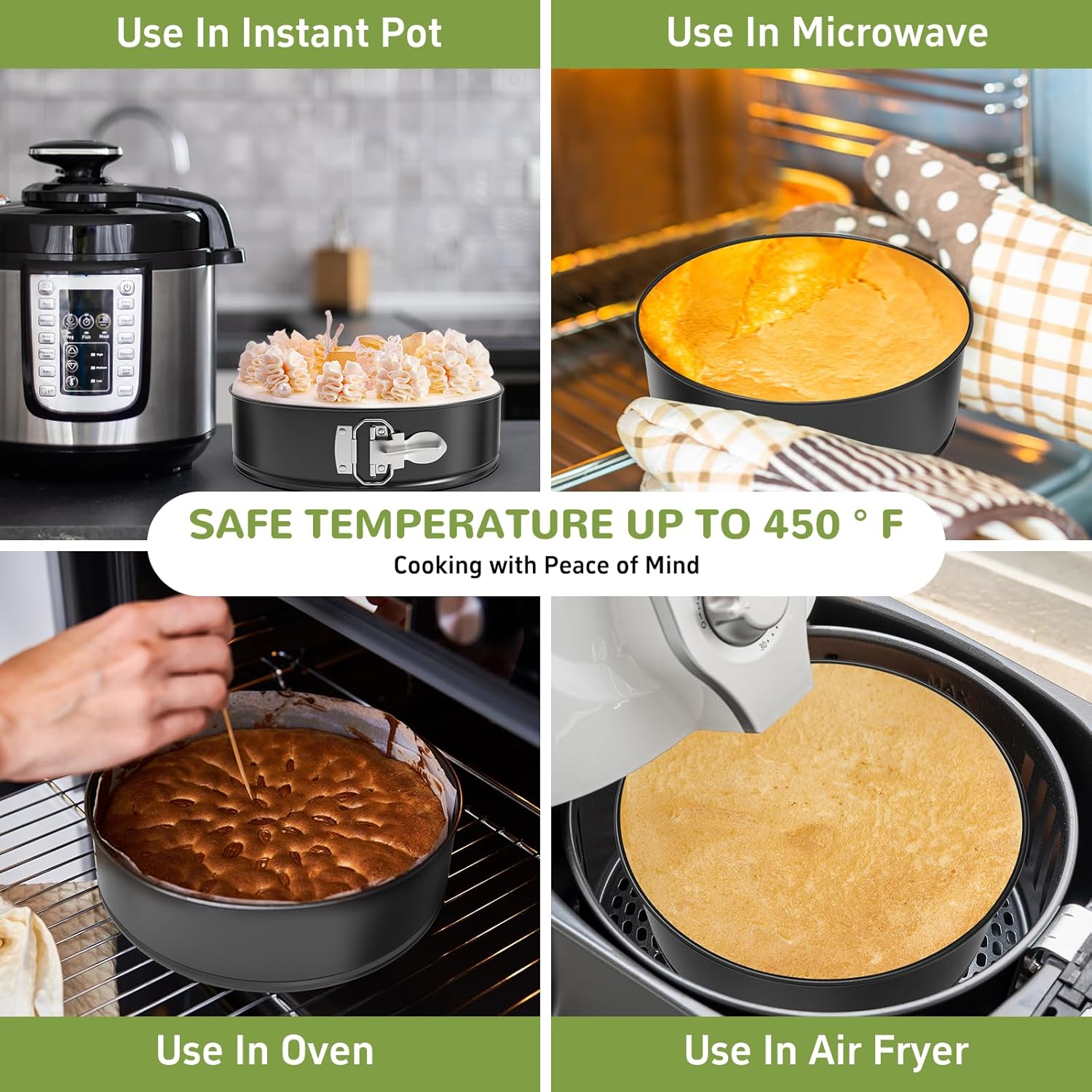 Springform Pan Set of 3 Pcs (4"/7"/9"), Non-stick Cheesecake Pans with Removable Bottom, Round Spring Form Cake Pans Set for Cheesecake, Cheese Cake Pans For Baking - Culinary Roots