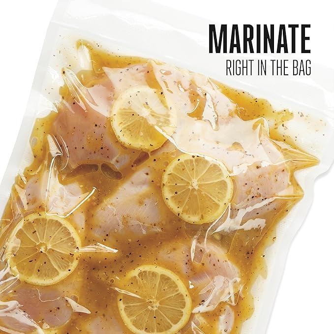 Weston Vacuum Sealer Bags, 2 Ply 3mm Thick, for NutriFresh, FoodSaver & Other Heat-Seal Systems, for Meal Prep and Sous Vide, BPA Free, 11" x 16" (Gallon), 50 count with Resealable Zipper, Clear