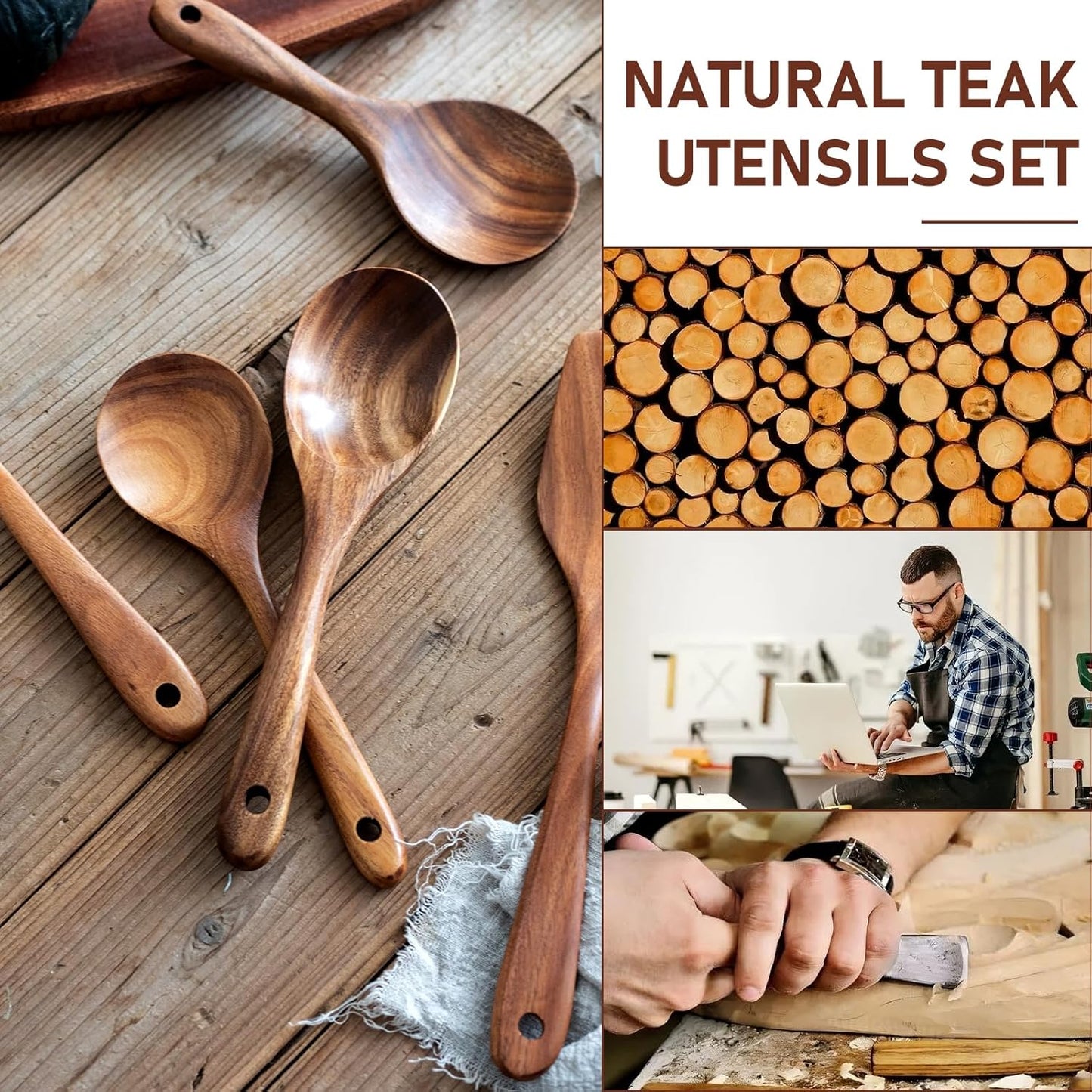FJNATINH Wooden Spoons for Cooking, 8 Pcs Nonstick Wooden Cooking Utensils Set,Nonstick Natural and Healthy Kitchen Utensil（8 Pcs） - Culinary Roots