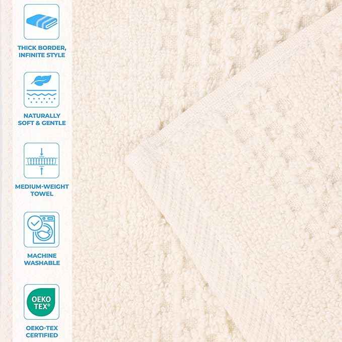 Superior Playa Zero Twist Cotton Medium Weight Bath Sheets, for Guest Bath, Bathroom, Shower, Spa, Plush, Quick Dry, Ultra-Soft Towels, Essentials, Waffle Textured, Oversized Towels, Set of 2, Ivory