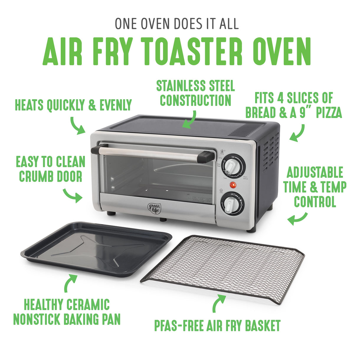 Countertop Toaster Oven Air Fryer Stainless Steel