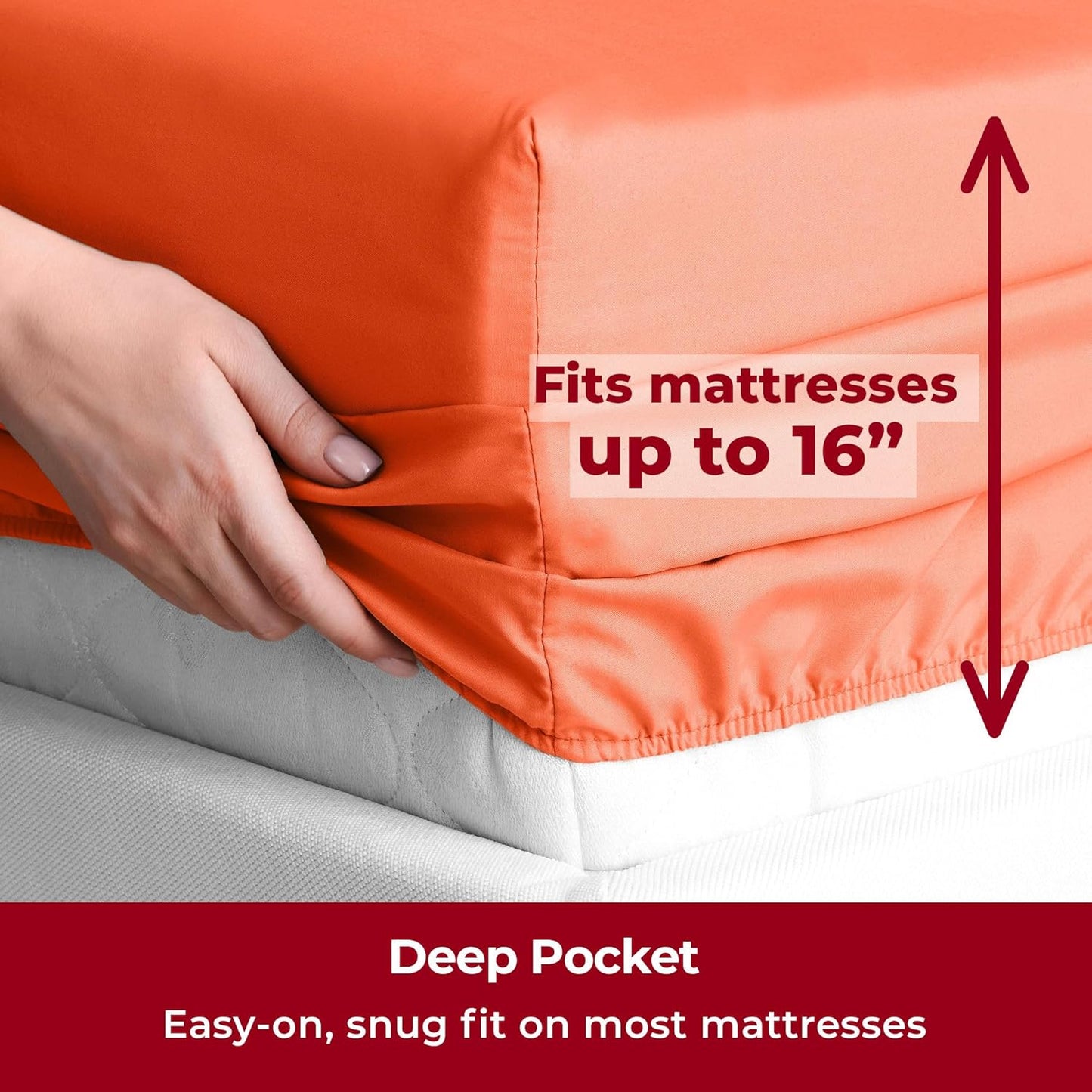 Mellanni Twin XL Sheets Set - 3 PC Iconic Collection Bedding - Hotel Luxury, Extra Soft, Cooling Bed Sheets - Wrinkle, Fade, Stain Resistant (Twin Extra Long, Poppy Orange)