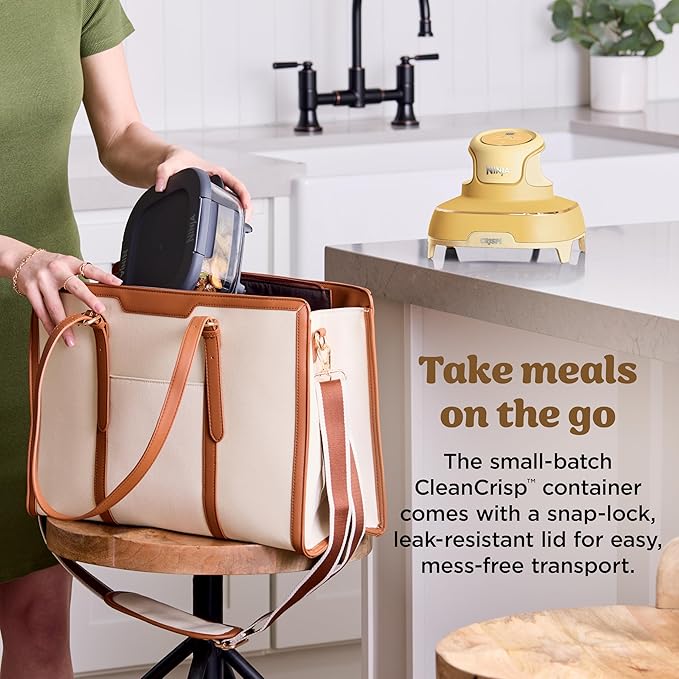 Ninja Crispi 4-in-1 Glass Air Fryer | 450°F | Non-Toxic | 4QT & 6-Cup Glass Containers w/Lids | Microwave, Freezer, Dishwasher Safe | Max Crisp, Air Fry, Bake, Recrisp | Ginger Snap | FN101GD