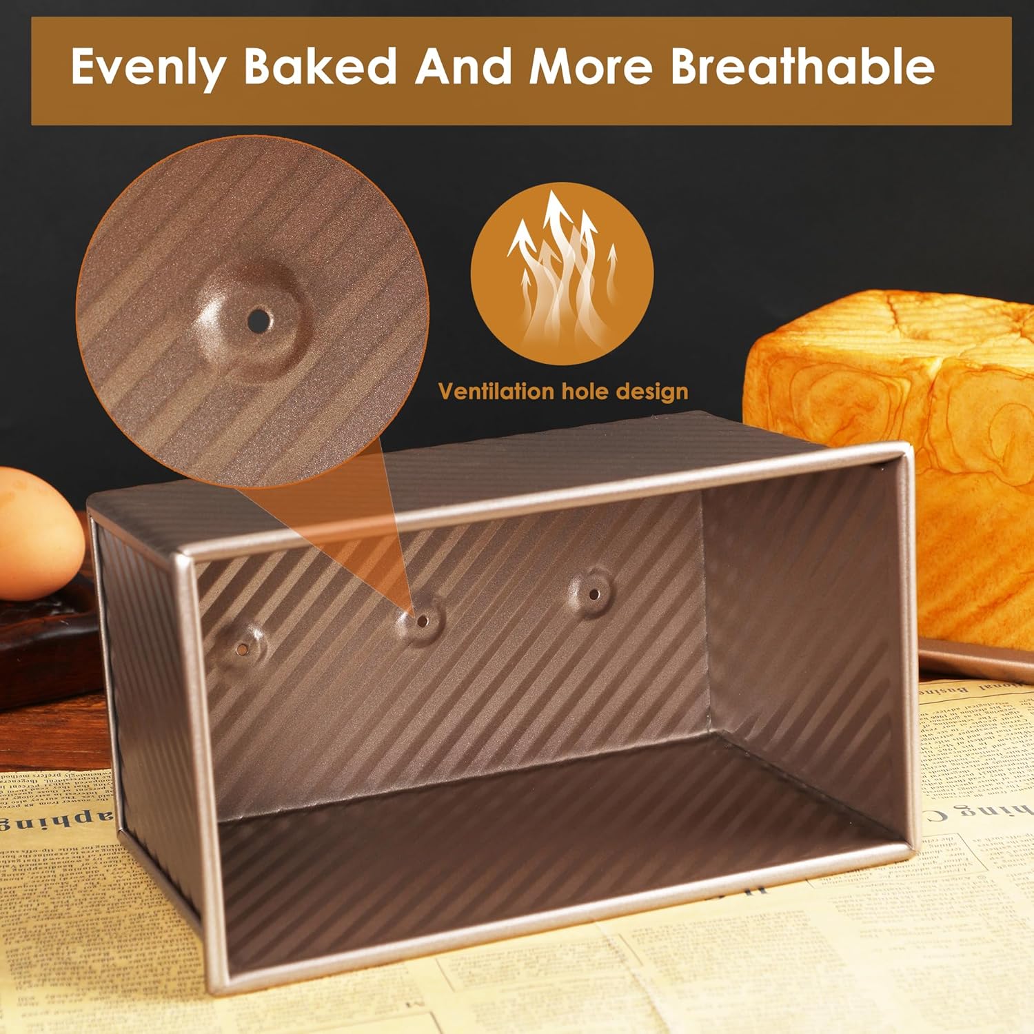 2pack Pullman Bread Pans with Lid, 1LB Capacity Bread Loaf Pan, Non-Stick, Easy Release Sandwich Bread Loaf Pan for Baking Homemade Bread - Culinary Roots
