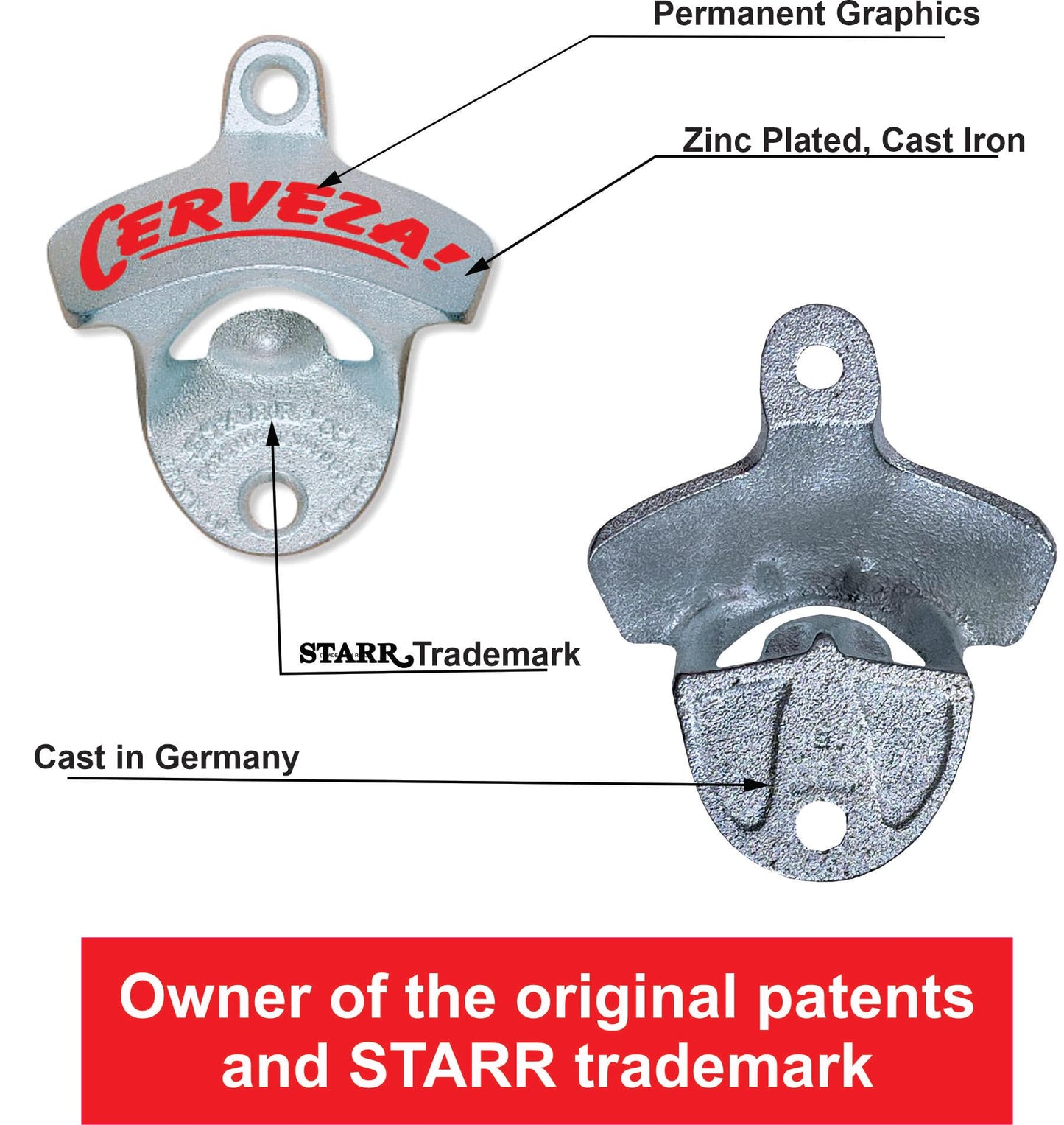 Original Cerveza Wall Mounted Bottle Opener