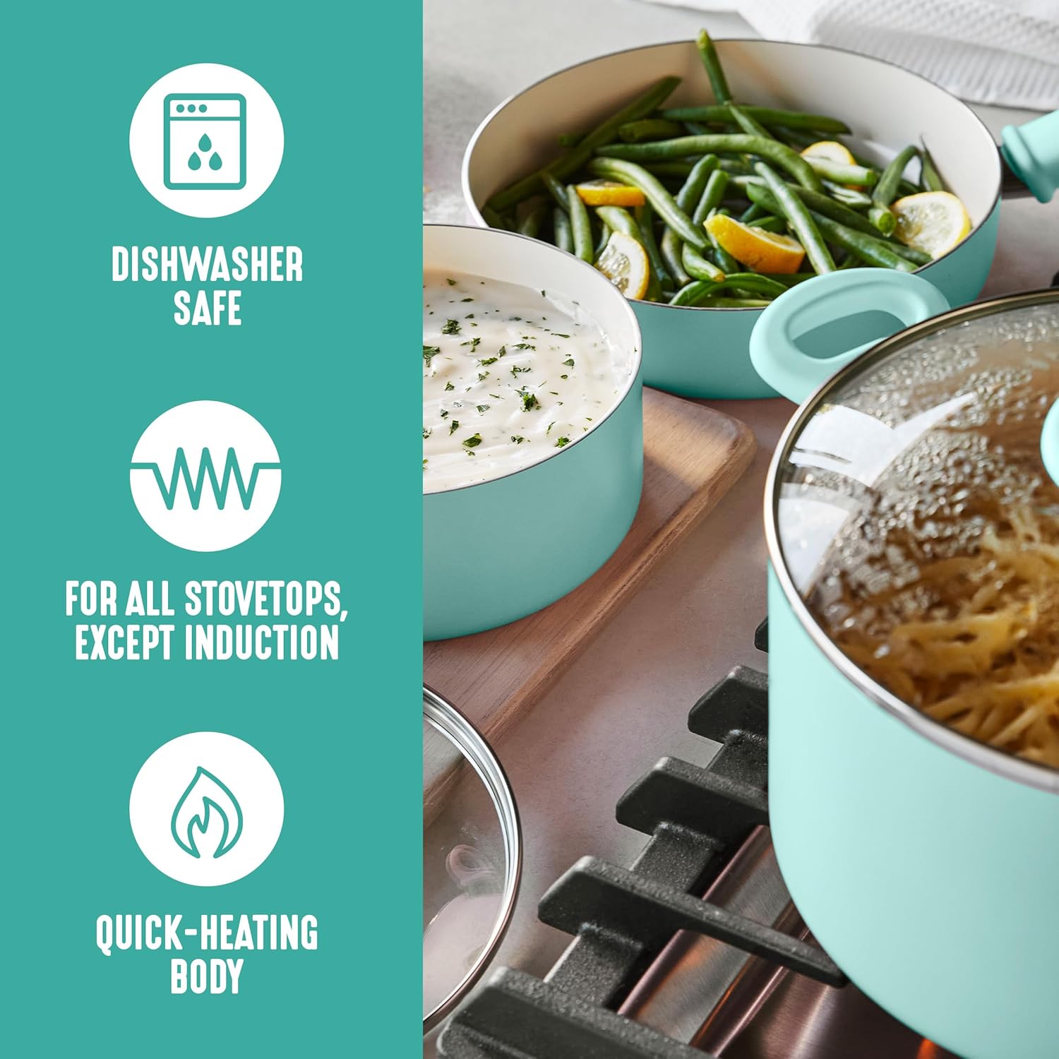 GreenLife 2 Quart Ceramic Nonstick Saucepan with Lid, PFAS-Free, Stay-Cool Handle, Multipurpose Kitchen Cooking Pot, Dishwasher & Oven Safe, Turquoise - Culinary Roots