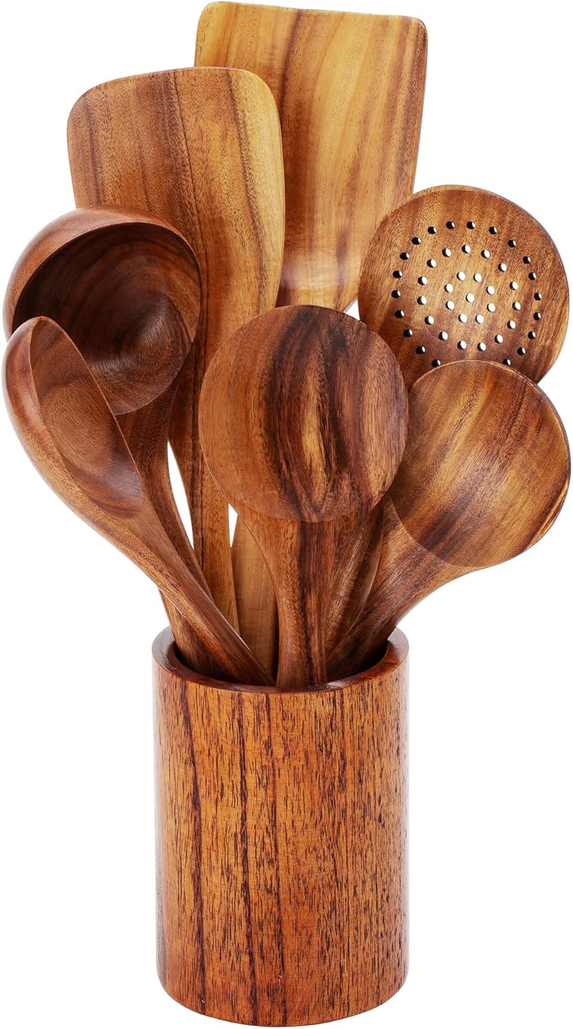 FJNATINH Wooden Spoons for Cooking, 8 Pcs Nonstick Wooden Cooking Utensils Set,Nonstick Natural and Healthy Kitchen Utensil（8 Pcs） - Culinary Roots