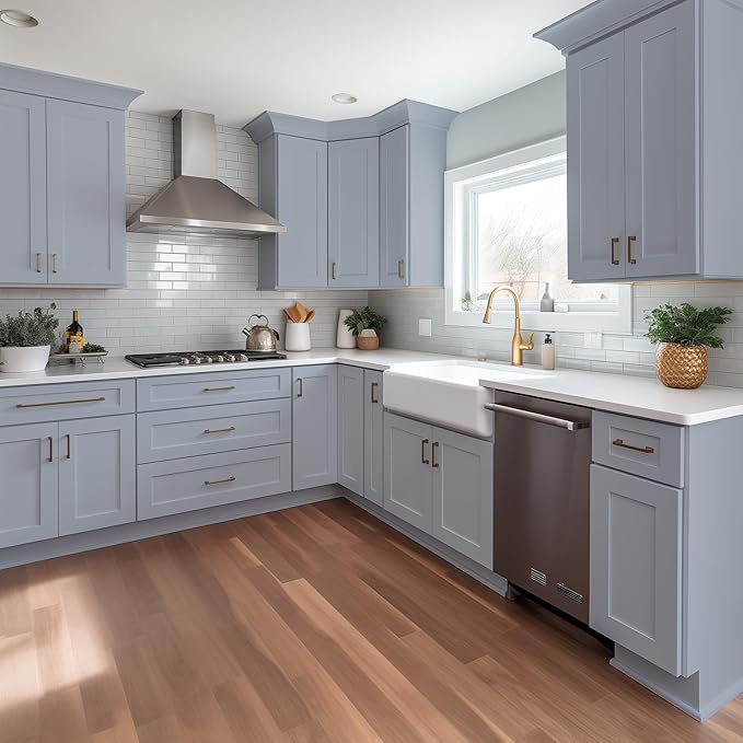 Wall-Mounted Cabinet – Solid Wood Shaker Style Medicine Cabinet with Adjustable Shelves & Soft-Close Doors for Bathroom, Kitchen, and Office Storage (Grey, 42" W x 12" D x 30" H)