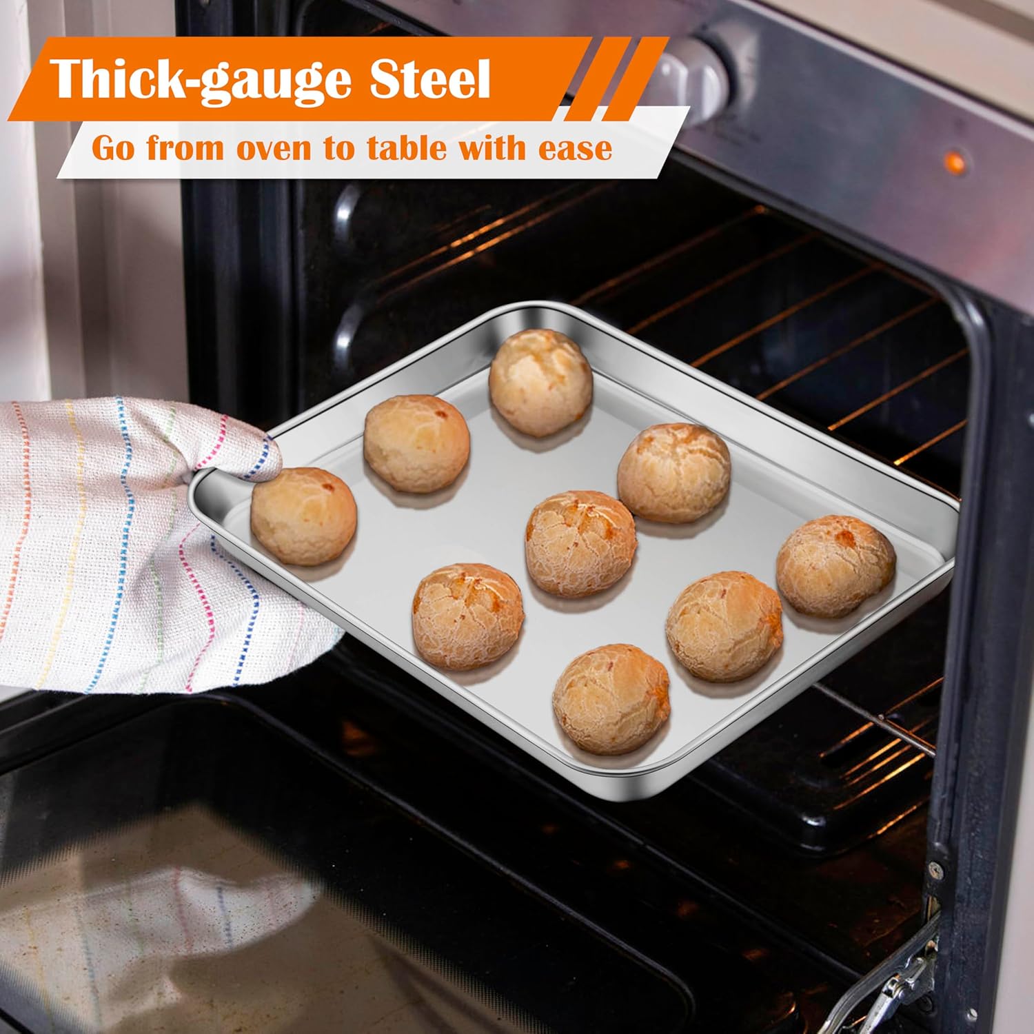 E-far Toaster Oven Tray, 10.5”x8.3” Stainless Steel Small Baking Cookie Sheet, Compact Non-toxic Metal Baking Pan for Cake, Healthy & Rust Free, Mirror Finish & Dishwasher Safe, 1 Pack - Culinary Roots