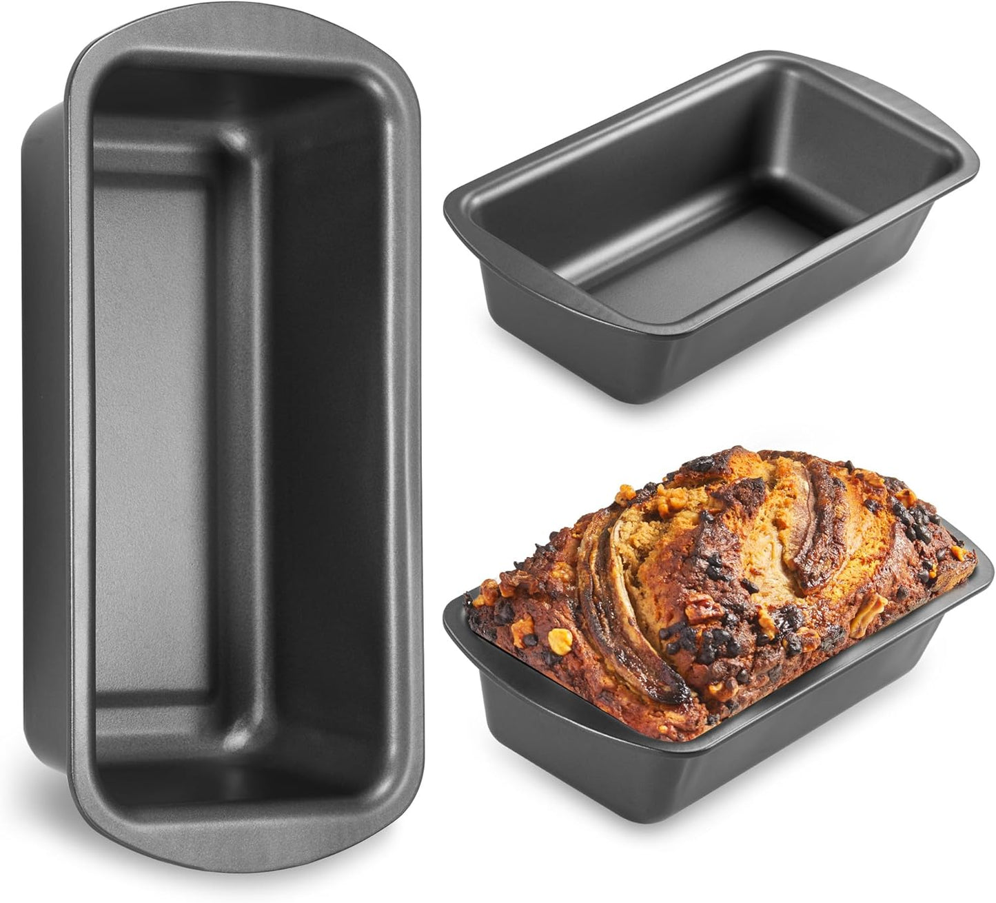 HONGBAKE 3 Pack Loaf Pan Set, 8.5 x 4.5 Inches With Wide Grips Nonstick Bread Tin, 1Lb Perfect for Homemade Baking, Grey - Culinary Roots