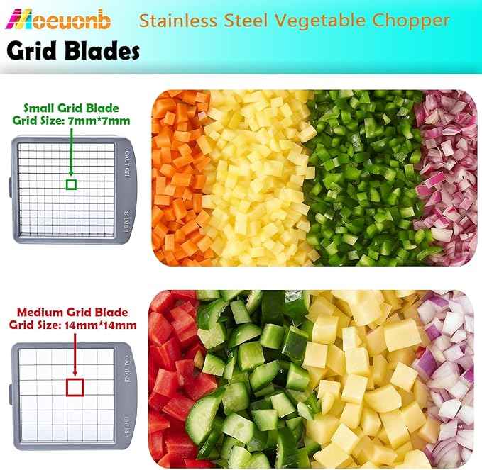 All-in-1 Vegetable Chopper with 8 Blades - Mandoline Slicer-Pro Food Chopper with Container - Veggie Salad Onion Chopper - Potato Dicer French Fry Cutter - Cheese Grater - Stainless Steel material