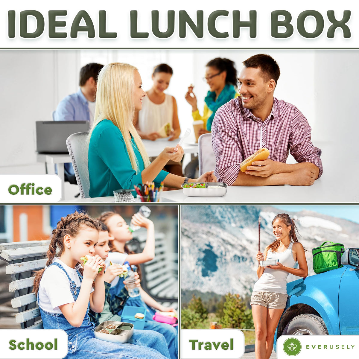 Stainless Steel Bento Box + Condiment Container