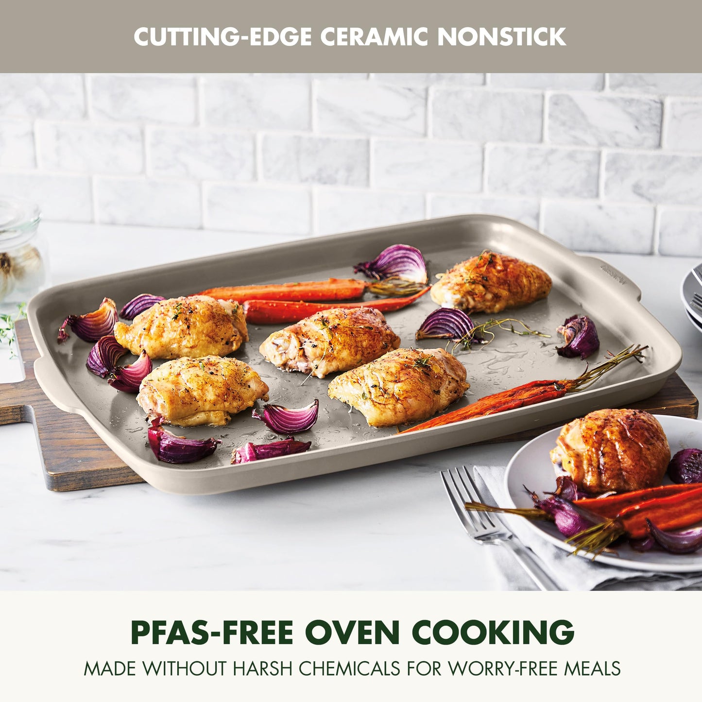 Premiere Ovenware Healthy Ceramic Nonstick 18" x 13" Half Rectangular Baking Pan