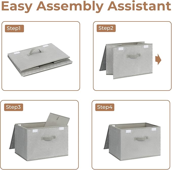 GRANNY SAYS Closet Storage Bins, Storage Boxes with Lids, Clothes Organizing Bins, Lidded Baskets for Toys, Clothing, Gray, Extra Large, 2-Pack