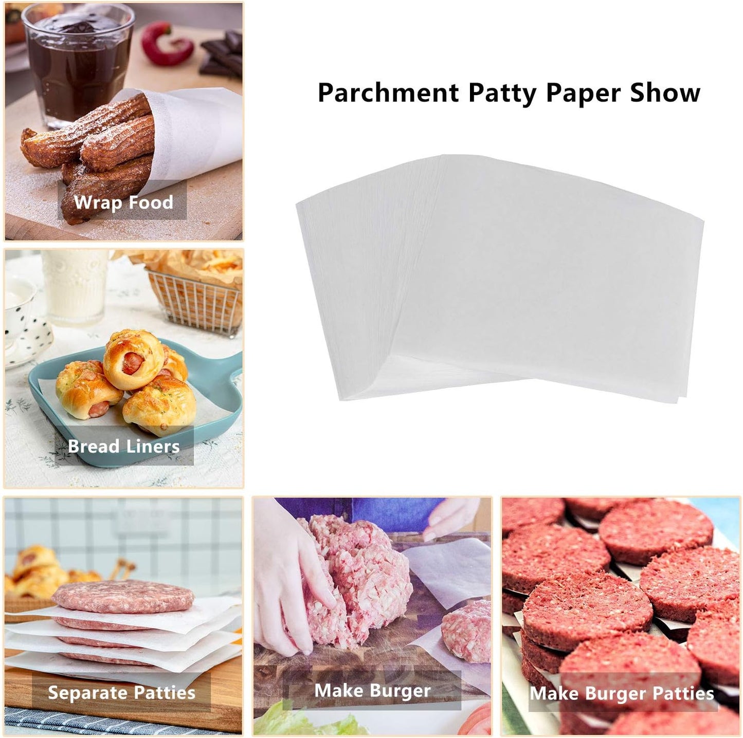 Katbite Hamburger Patty Paper 1000Pcs, 5.5"x5.5" Non Stick Parchment Paper Squares Sheets for Patty Seperate, Burger Press, Ground Beef, Freezing or Candy Wrappers, Use for Oven, Microwave or Freezer - Culinary Roots