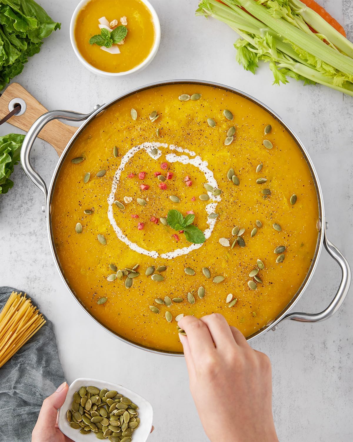 BEZIA 6 Quart Cooking Pot, Non Stick Induction Stock Pots with Lid, All Stove Compatible, 6 QT Aluminum Soup/Stew Pot For Small Households, Grey - Culinary Roots