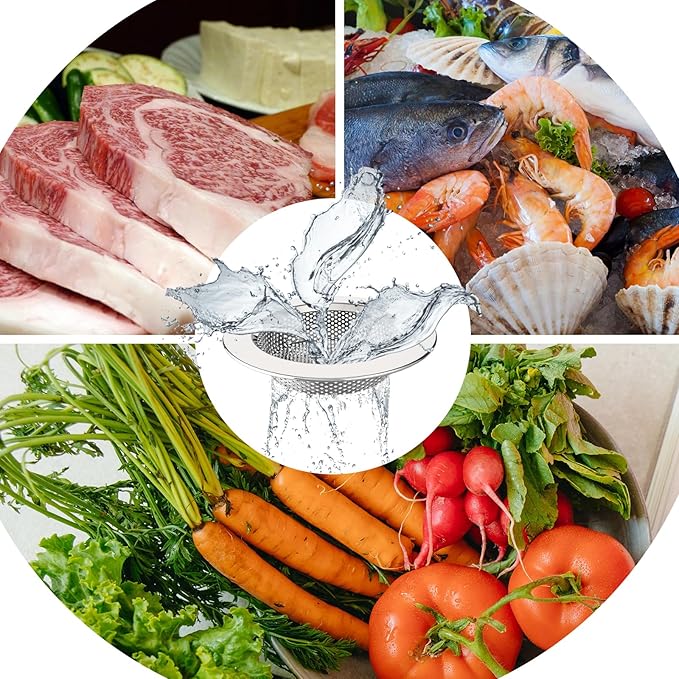 MR.SIGA Kitchen Sink Strainer, Stainless Steel Sink Drain Strainer, Dishwasher Safe, Outer Diameter 4.4 inch/11.2cm, Inner Diameter 3 inch/7.6cm, Pack of 3