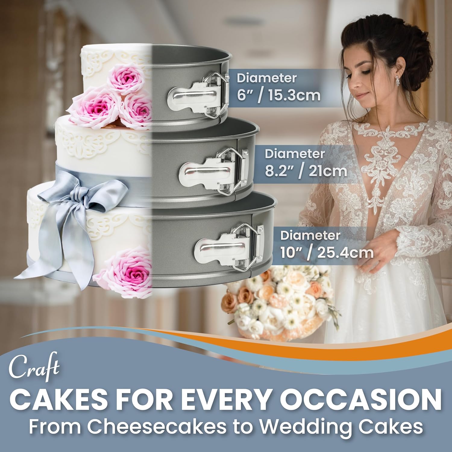 Spring Form Pans for Cheesecake, 6/8/10 Inch NONSTICK Springform Pan Set - Cheesecake Pan Set with LEAKPROOF SILICONE PROTECTOR - Cheese Cake Pans for Baking in WATER BATH - NO FOIL WRAP - Culinary Roots