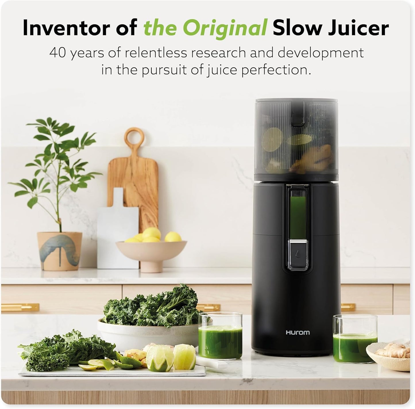 Hurom H400 Cold Press Juicer Machine, Award Winning Masticating Slow Juicer, Easy to Clean, Strainer & Hands Free with Self Feeding, Wide Mouth Hopper, Easy Assembly (Matte Black)