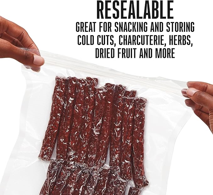 Weston Vacuum Sealer Bags, 2 Ply 3mm Thick, for NutriFresh, FoodSaver & Other Heat-Seal Systems, for Meal Prep and Sous Vide, BPA Free, 11" x 16" (Gallon), 50 count with Resealable Zipper, Clear