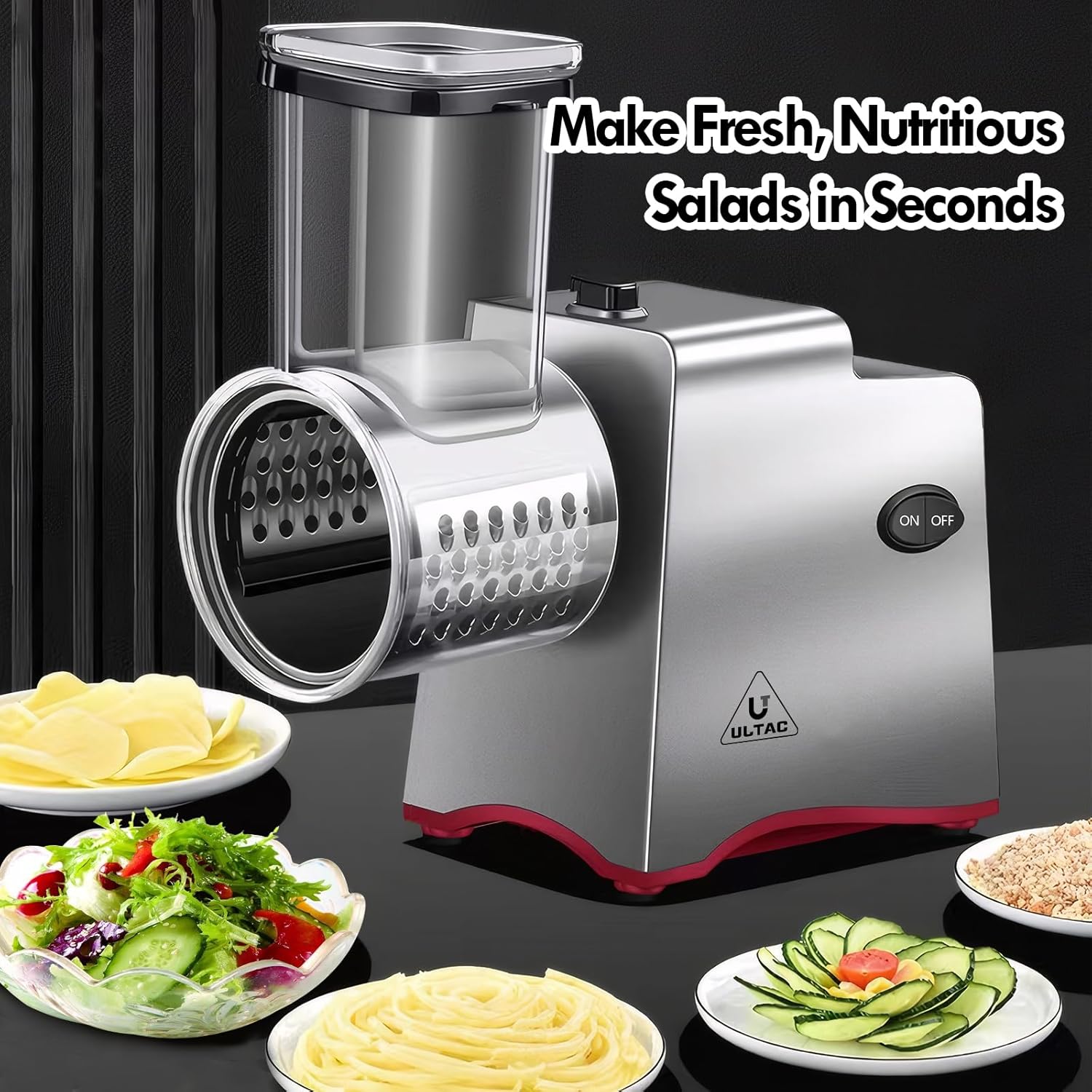 ULTACElectric Cheese Grater,Electric Cheese Grater for Block Cheese with 7 Different Shapes of Blades, 250W Electric Slicer Shredder, Electric Salad Machine for Cheeses, Fruits, Vegetables - Culinary Roots