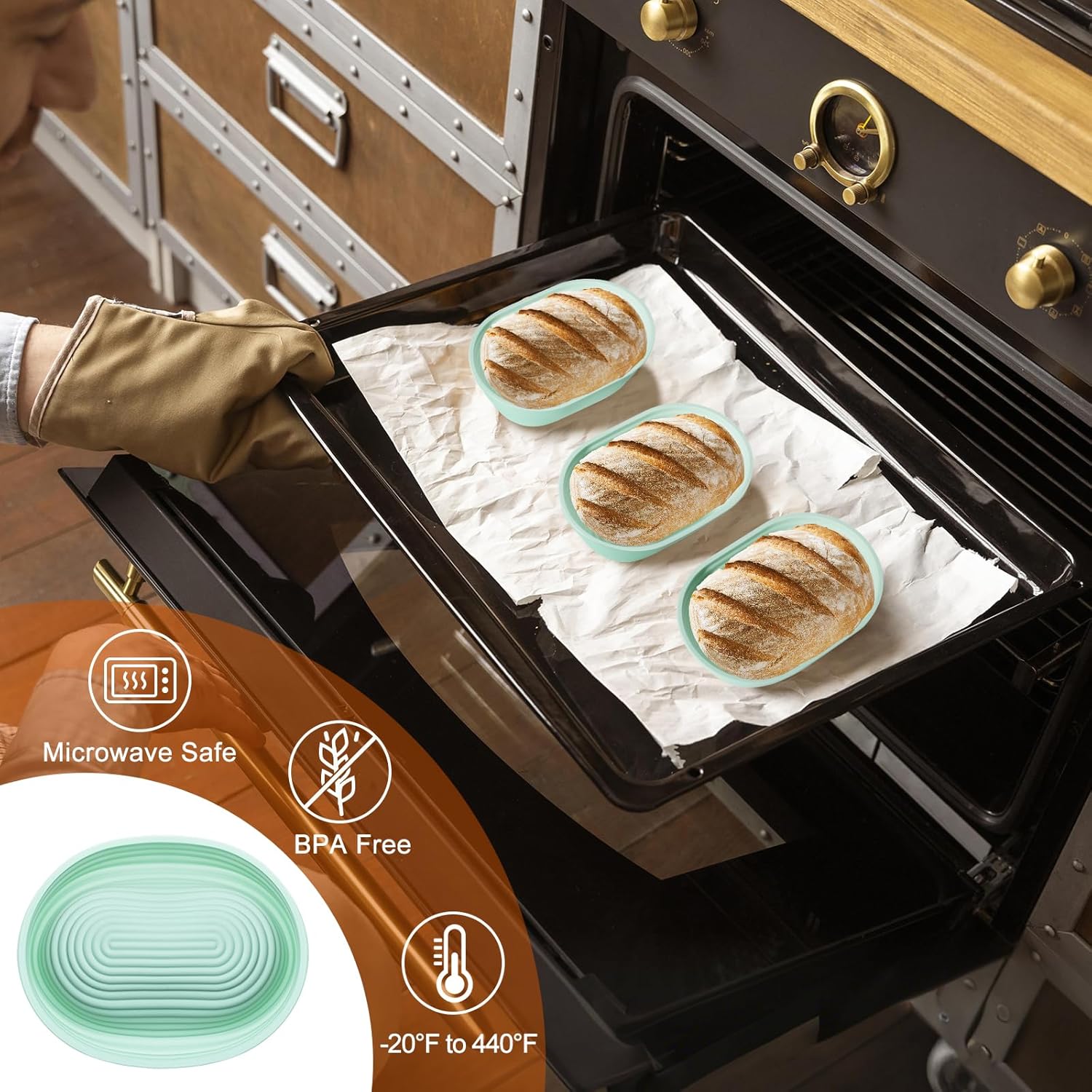 Silicone Banneton, Sourdough Bread Baskets (Set of 5, 6.5 Inch), Mini Oval Proofing Bowls, Bread Making Baking Supplies, Banneton proofing basket for Sourdough Baking - Culinary Roots